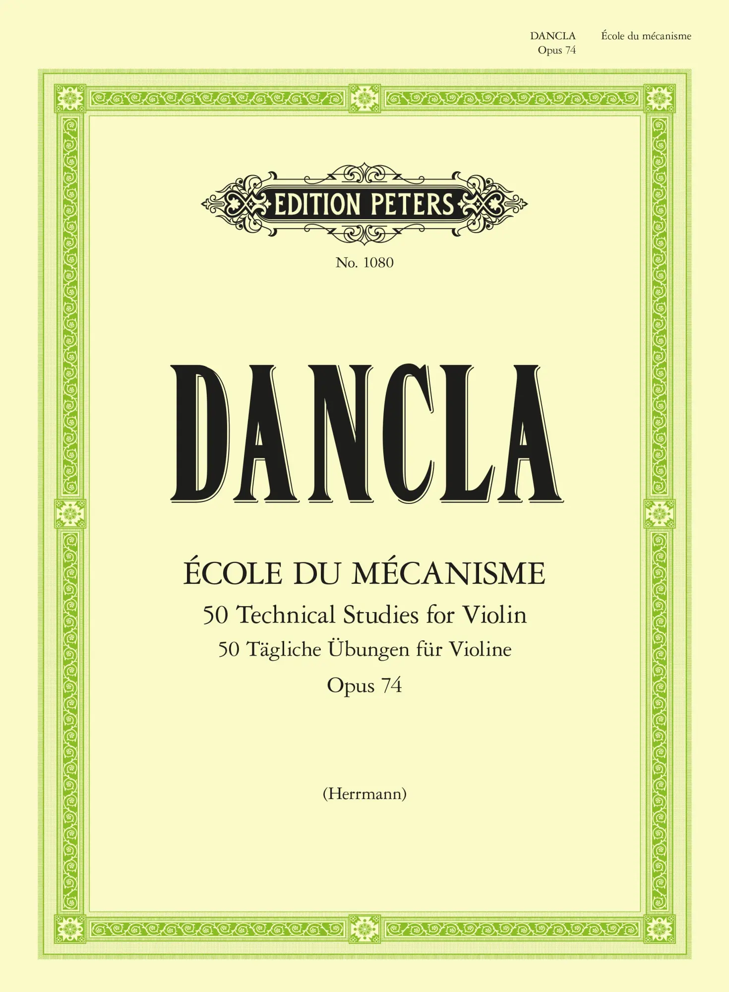 Cover: 9790014006334 | Ecole du Mecanisme, Op. 74 (50 Technical Studies for Violin Op.74)