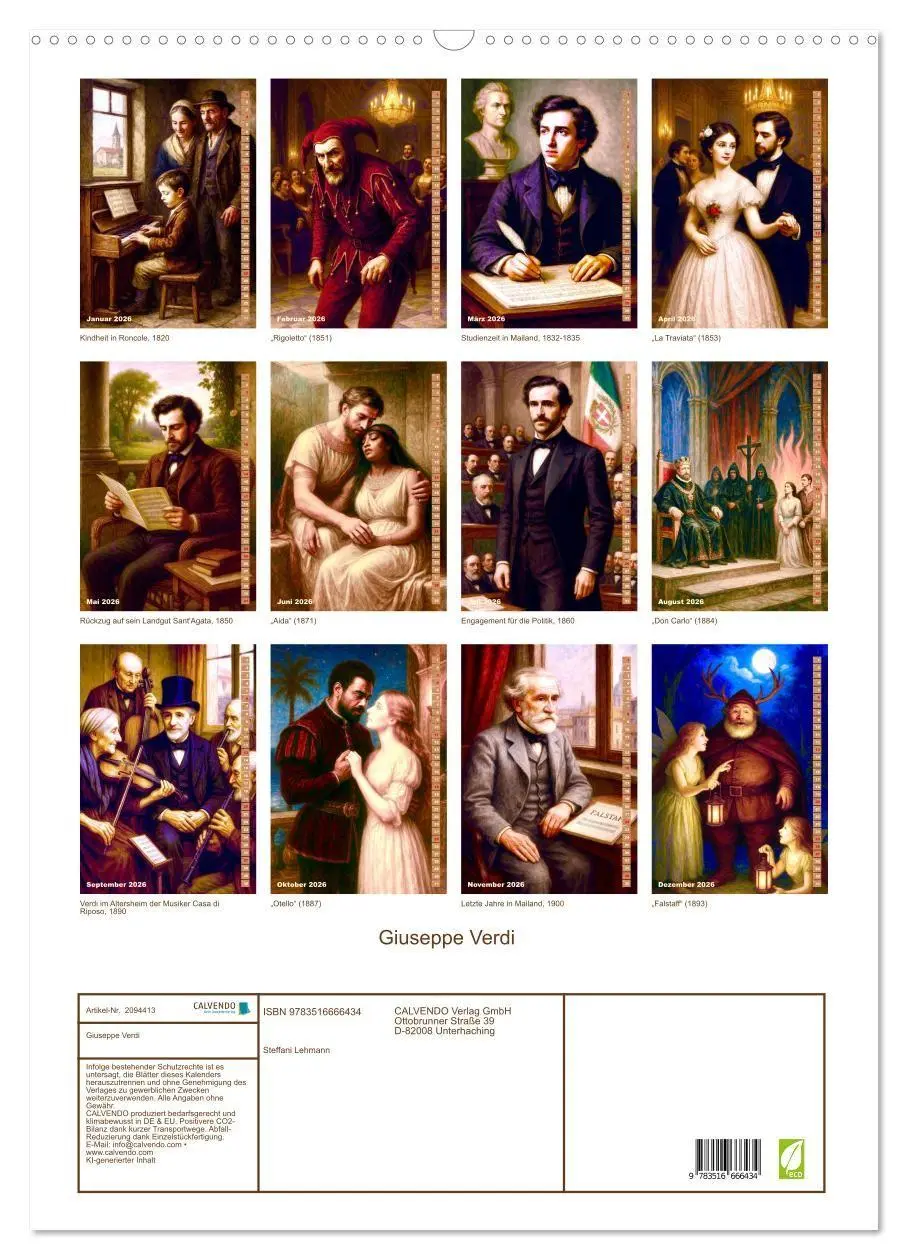 Bild: 9783516666434 | Giuseppe Verdi (Wandkalender 2026 DIN A2 hoch), CALVENDO...