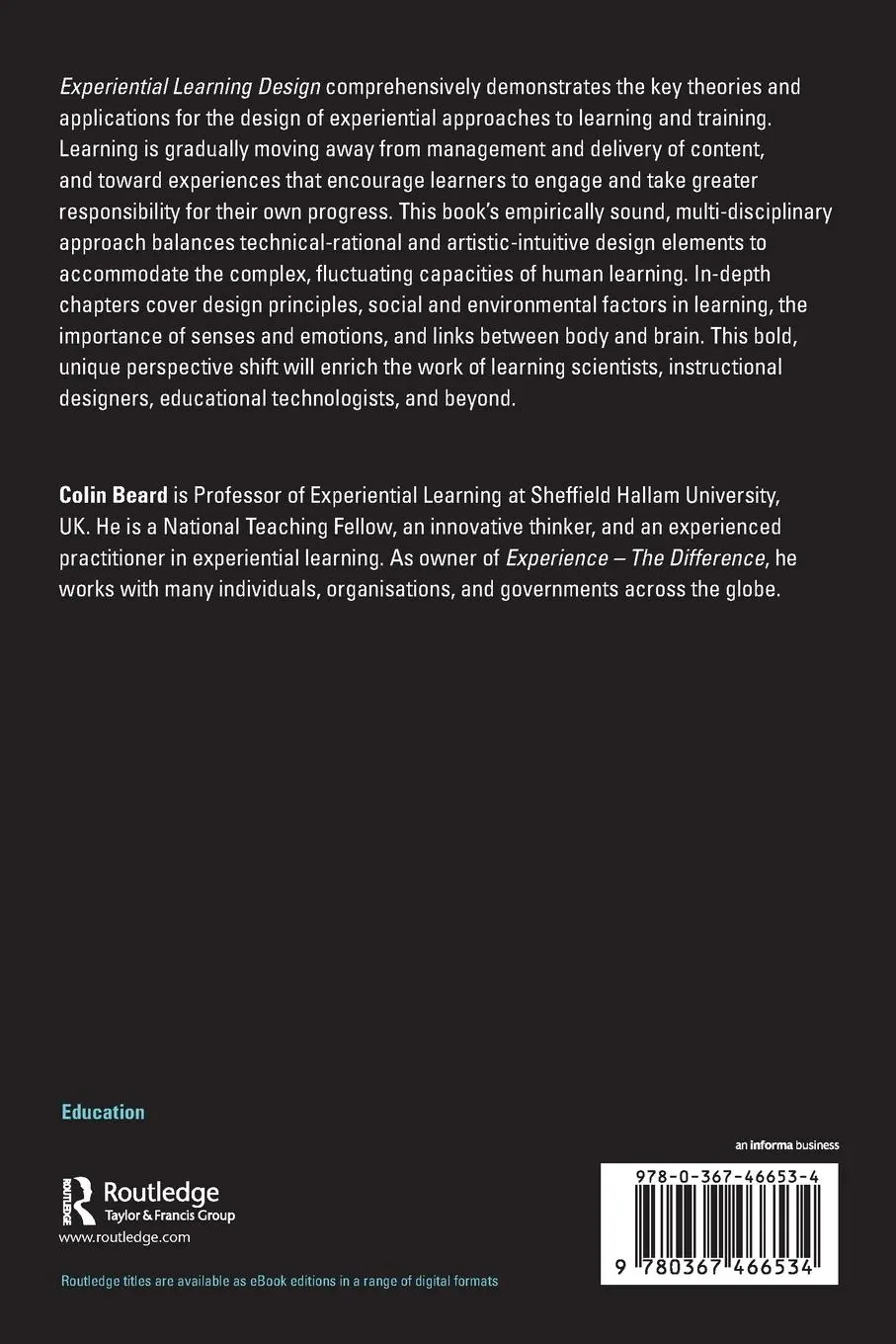 Rückseite: 9780367466534 | Experiential Learning Design | Colin Beard | Taschenbuch | Englisch