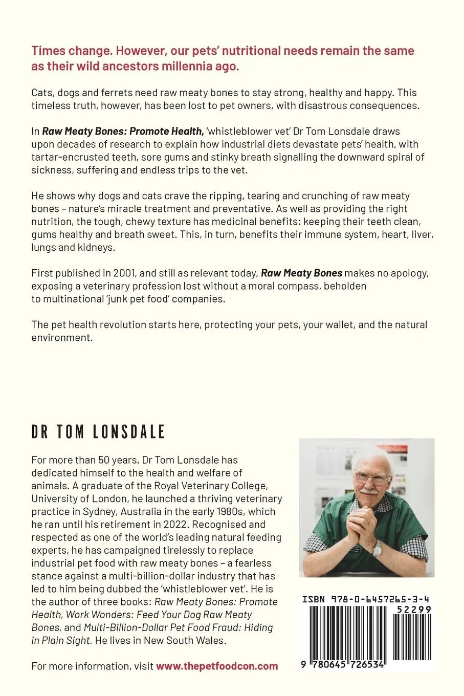 Rückseite: 9780645726534 | Raw Meaty Bones | Promote Health | Tom Lonsdale | Taschenbuch | 2023
