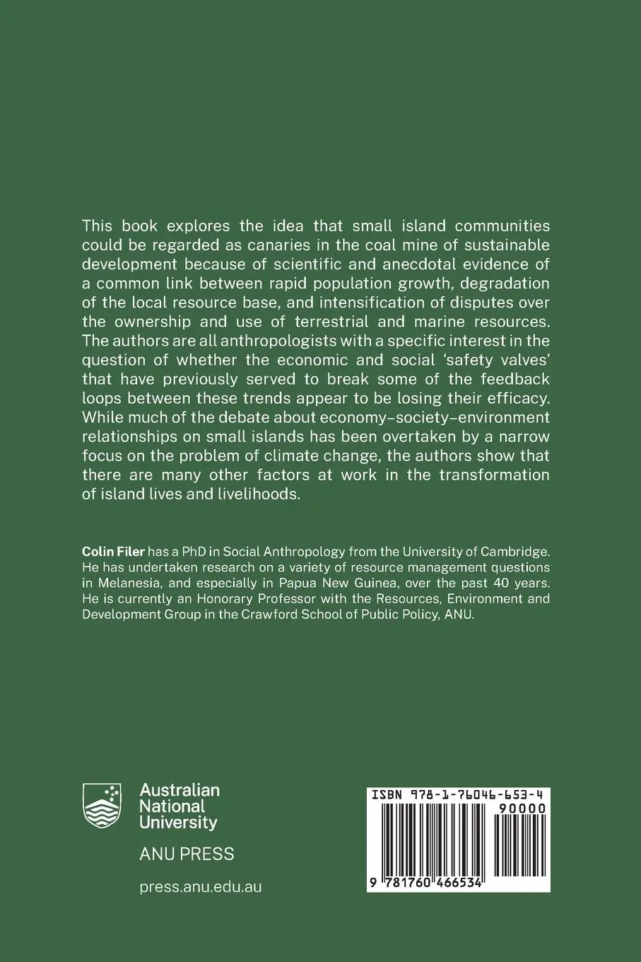 Rückseite: 9781760466534 | Small Islands in Peril? | Island Size and Island Lives in Melanesia