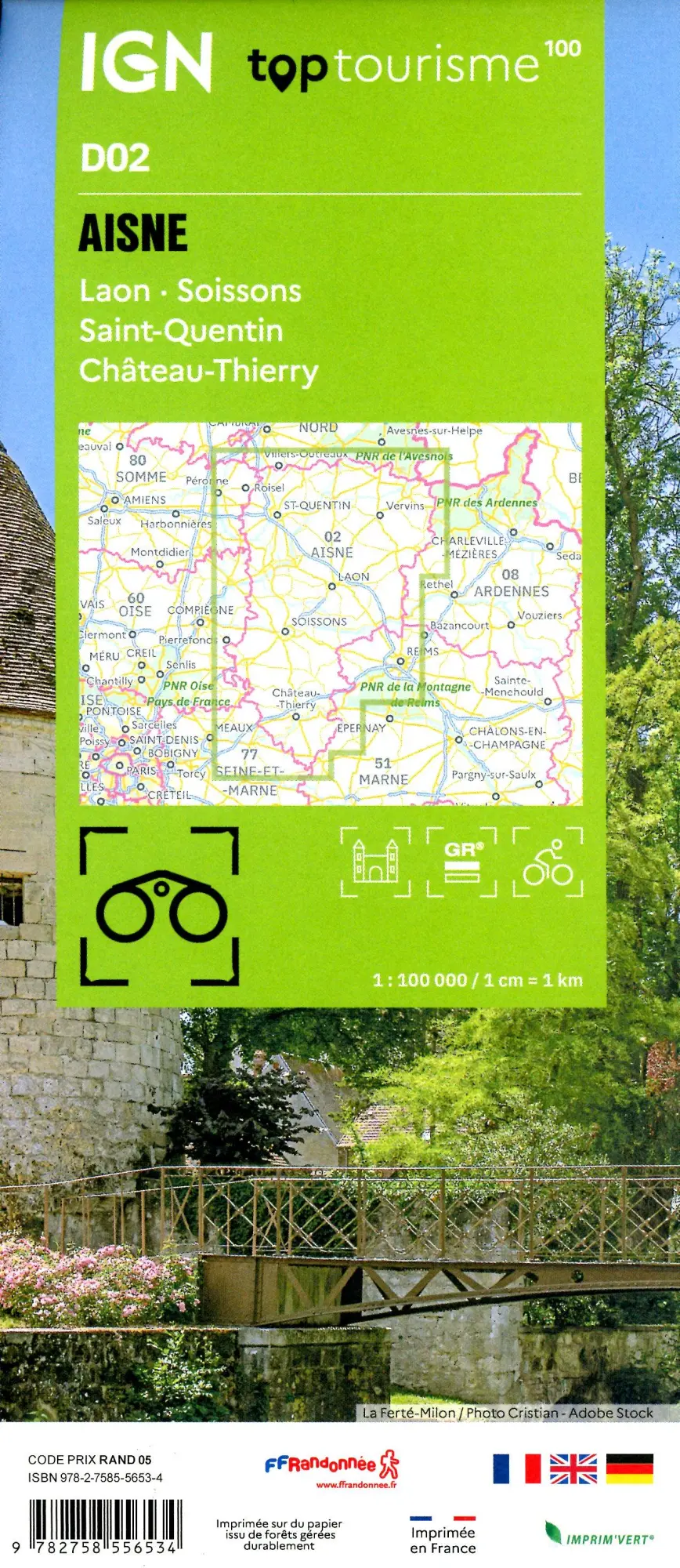 Bild: 9782758556534 | Aisne St-Quentin | (Land-)Karte | IGN Top 100 départemental | 2026