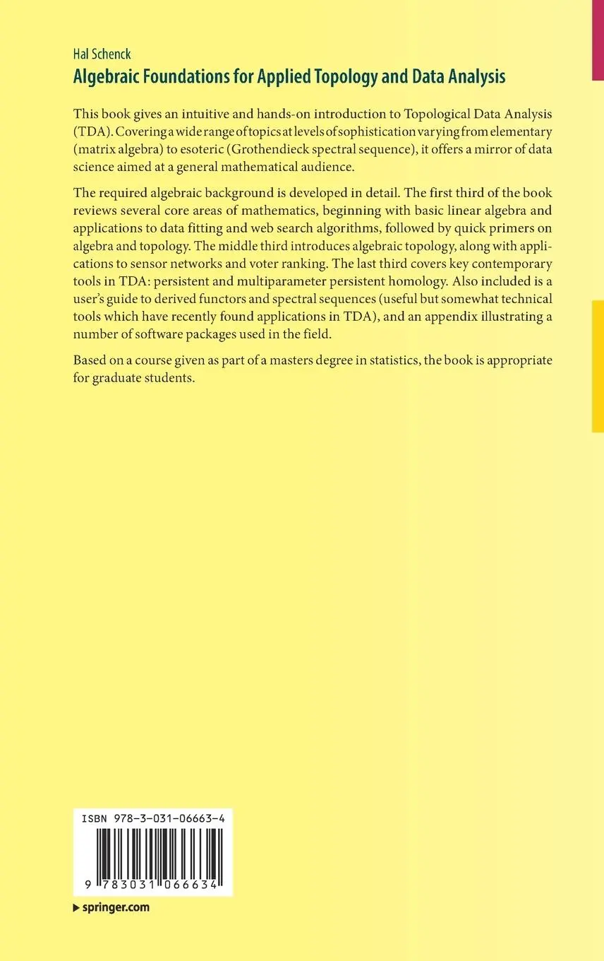 Rückseite: 9783031066634 | Algebraic Foundations for Applied Topology and Data Analysis | Schenck