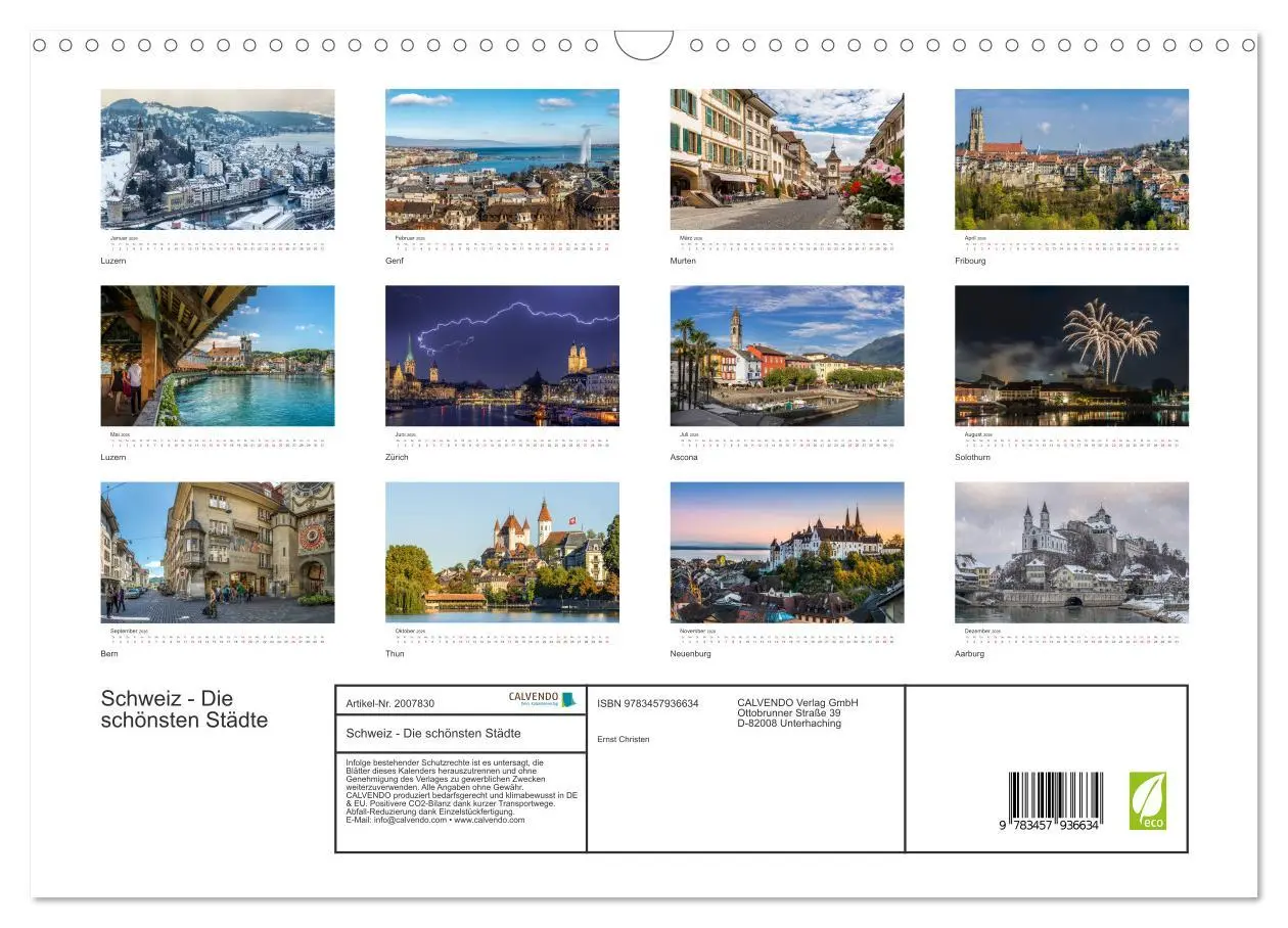 Bild: 9783457936634 | Schweiz - Die schönsten Städte (Wandkalender 2026 DIN A3 quer),...