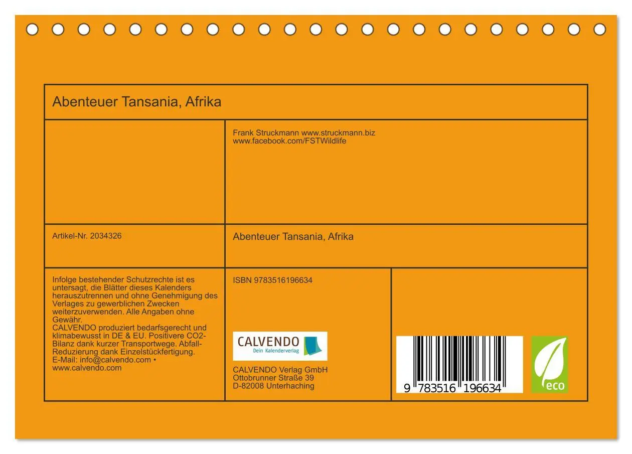 Bild: 9783516196634 | Abenteuer Tansania, Afrika (Tischkalender 2026 DIN A5 quer),...