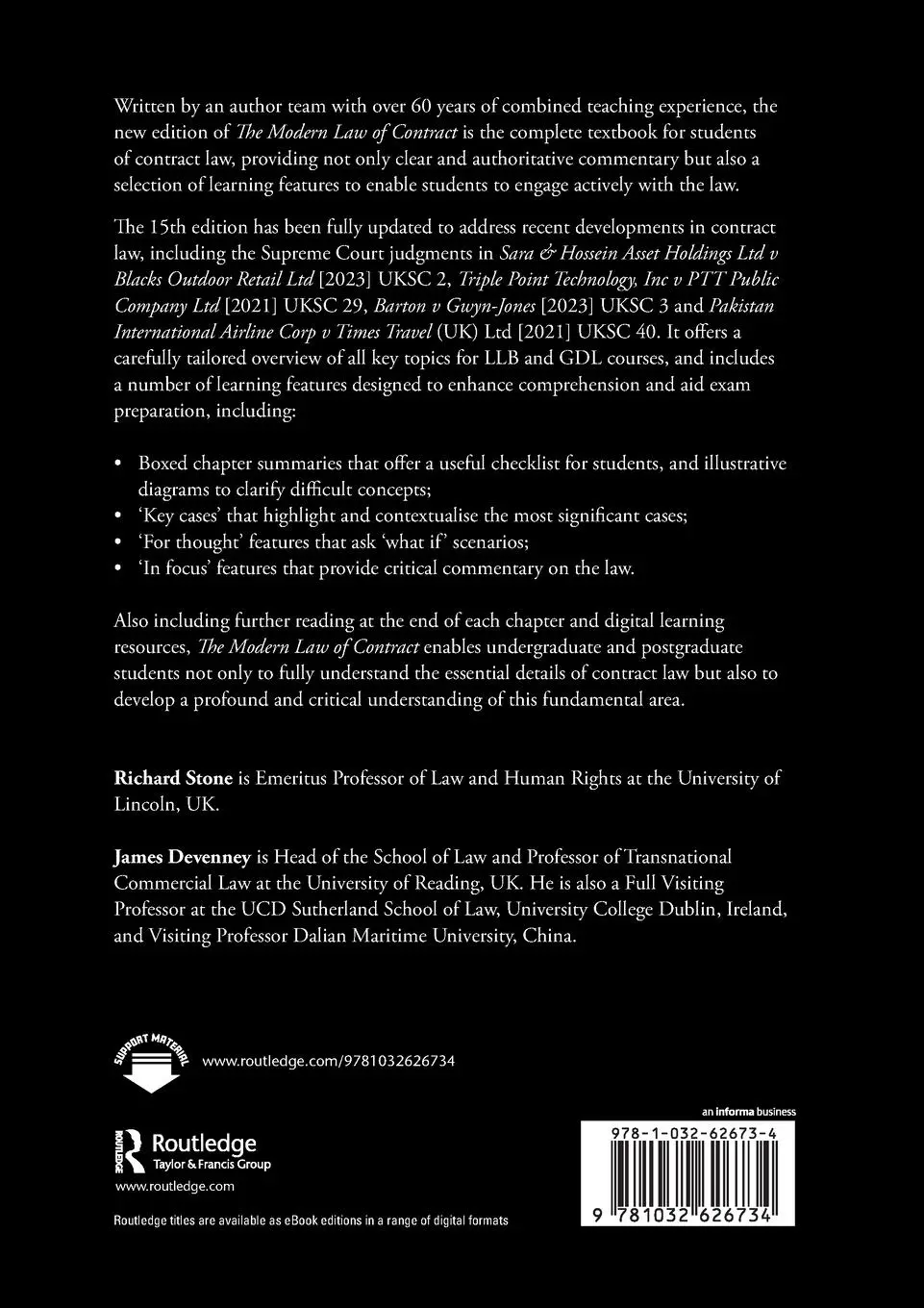 Rückseite: 9781032626734 | The Modern Law of Contract | Richard Stone (u. a.) | Taschenbuch