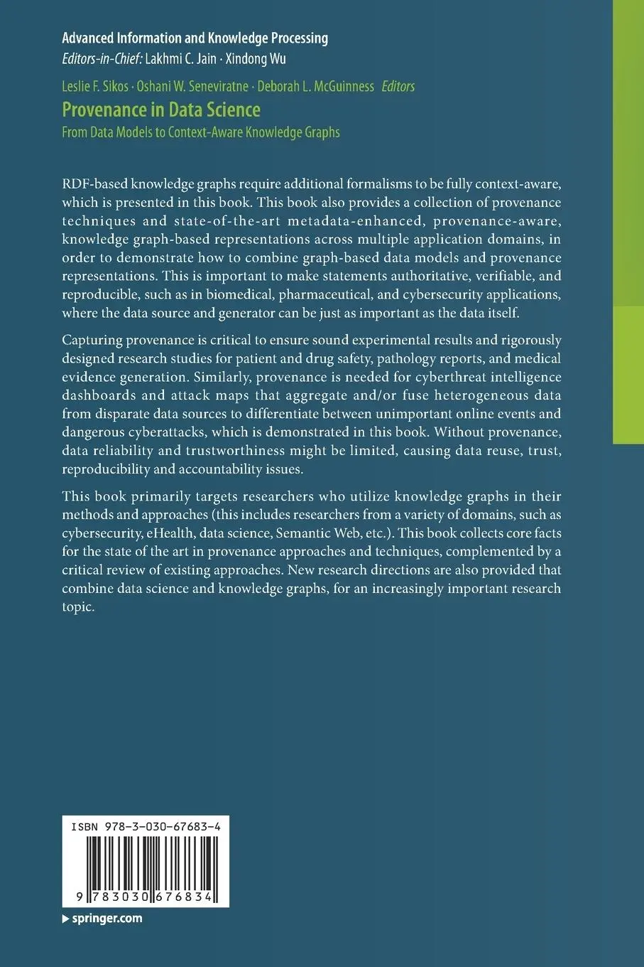 Rückseite: 9783030676834 | Provenance in Data Science | Leslie F. Sikos (u. a.) | Taschenbuch