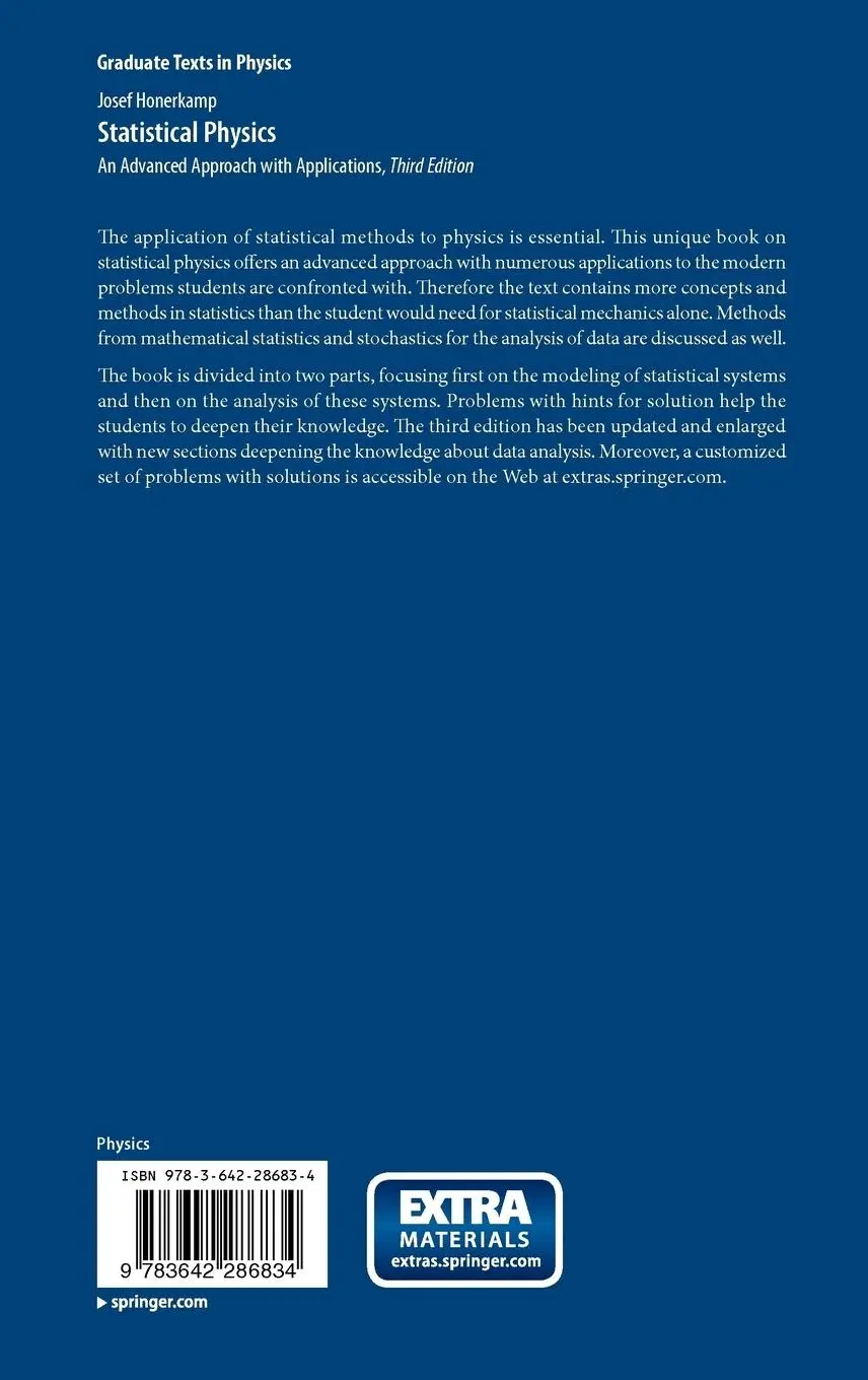 Rückseite: 9783642286834 | Statistical Physics | An Advanced Approach with Applications | Buch
