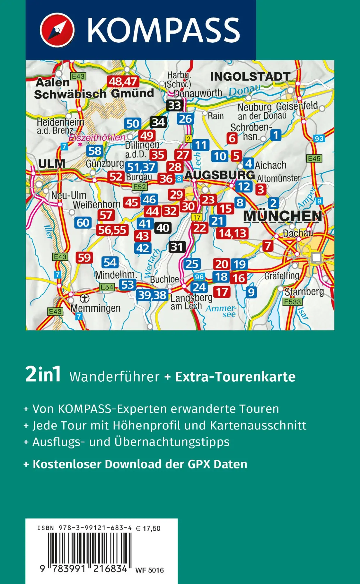 Rückseite: 9783991216834 | KOMPASS Wanderführer Augsburg mit Westlichen Wäldern, Wittelsbacher...