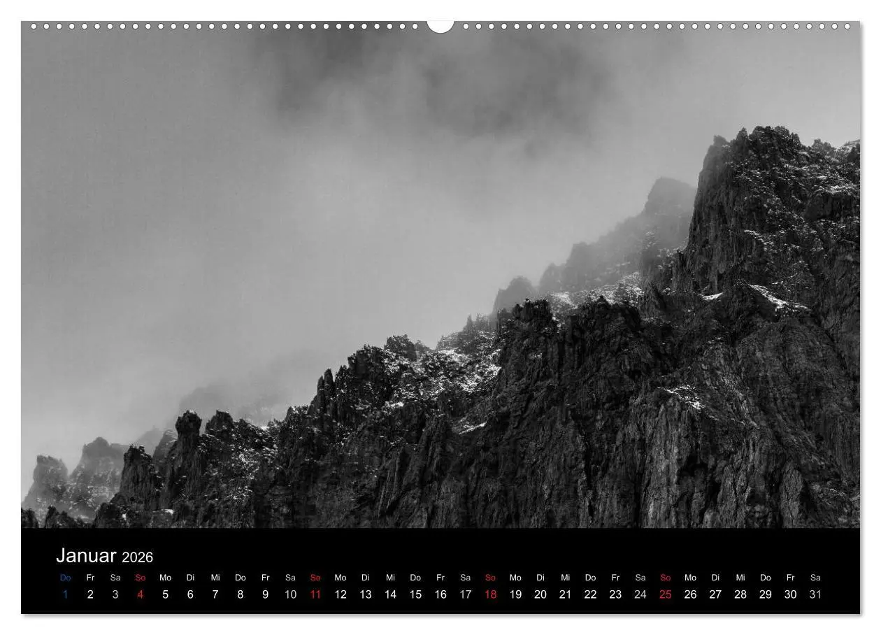 Bild: 9783516096934 | BERGE IN SCHWARZ WEISS (hochwertiger Premium Wandkalender 2026 DIN...