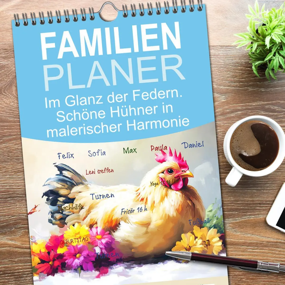 Bild: 9783516616934 | Familienplaner 2026 - Im Glanz der Federn. Schöne Hühner in...