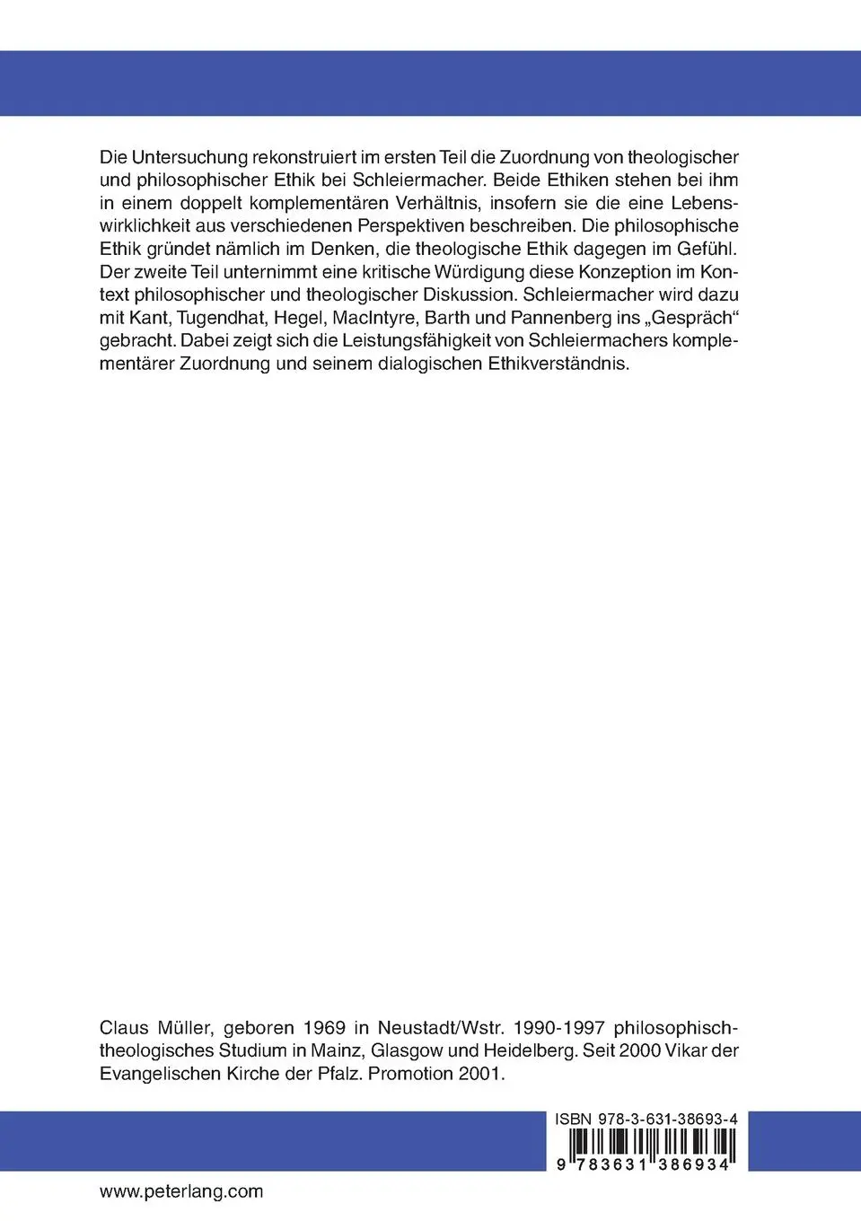 Rückseite: 9783631386934 | Ist theologische Ethik philosophisch möglich? | Claus Müller | Buch