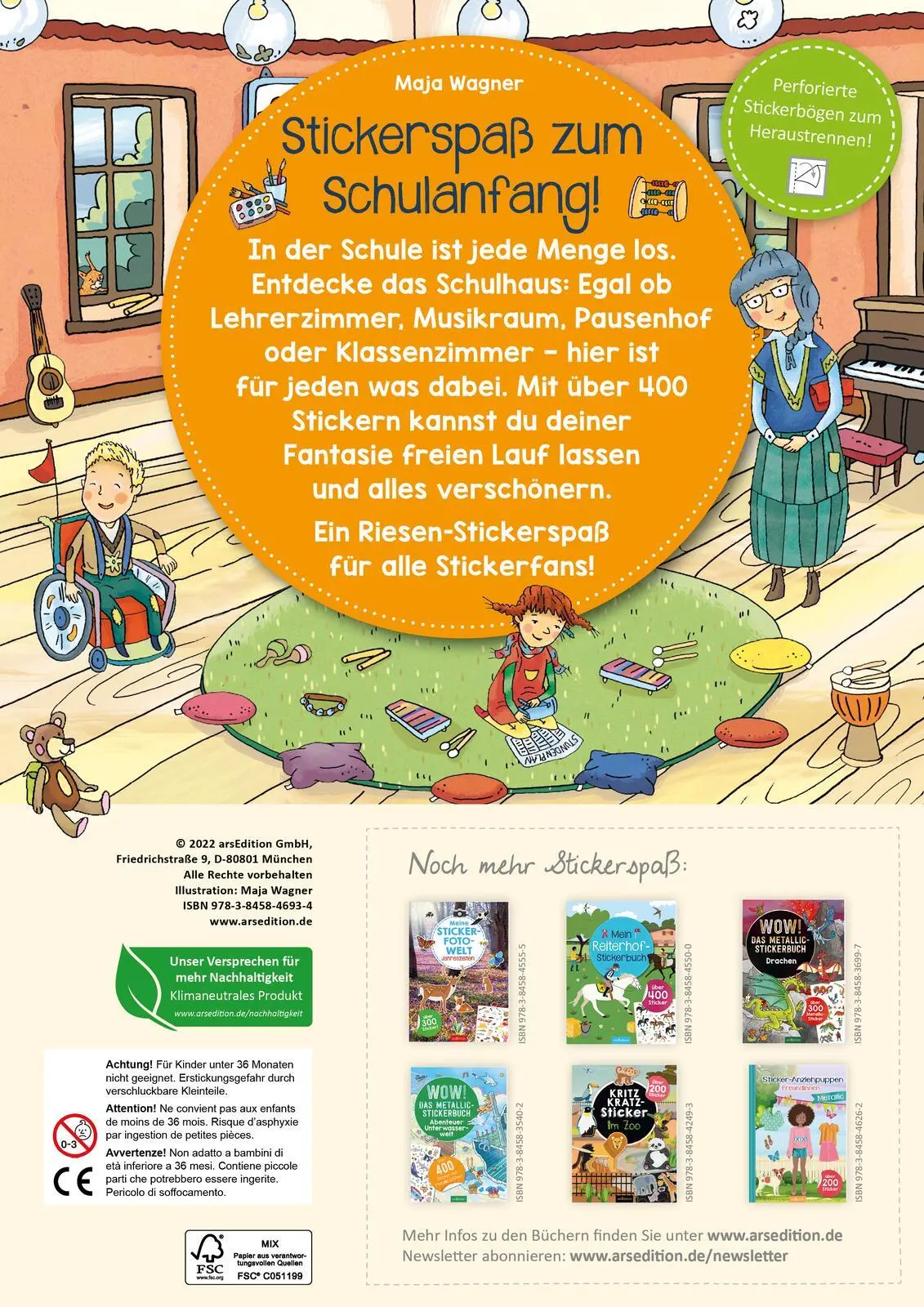 Rückseite: 9783845846934 | Mein Stickerheft - Schule | Über 400 Sticker | Maja Wagner | Buch