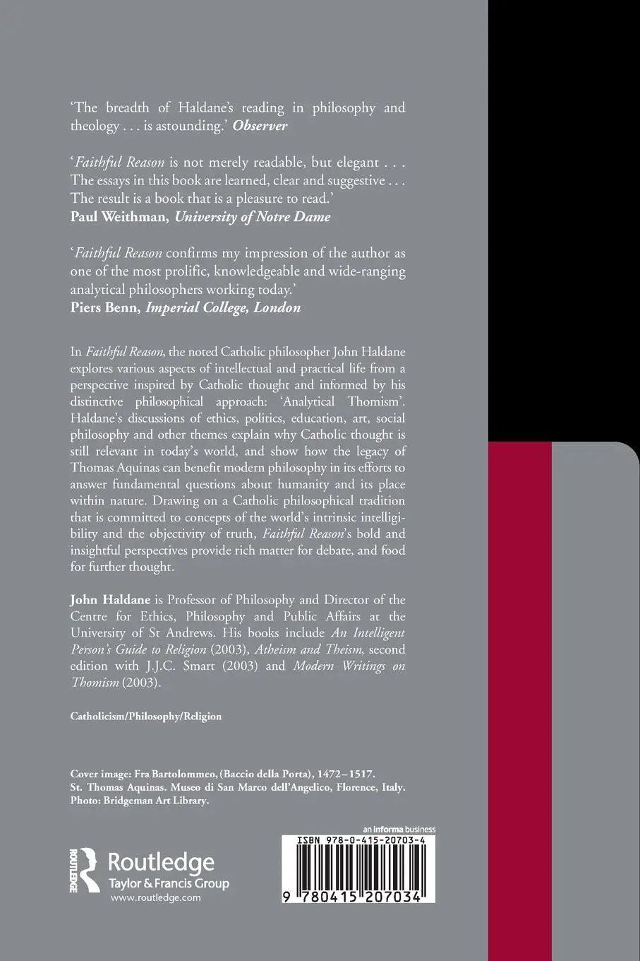 Rückseite: 9780415207034 | Faithful Reason | Essays Catholic and Philosophical | John Haldane