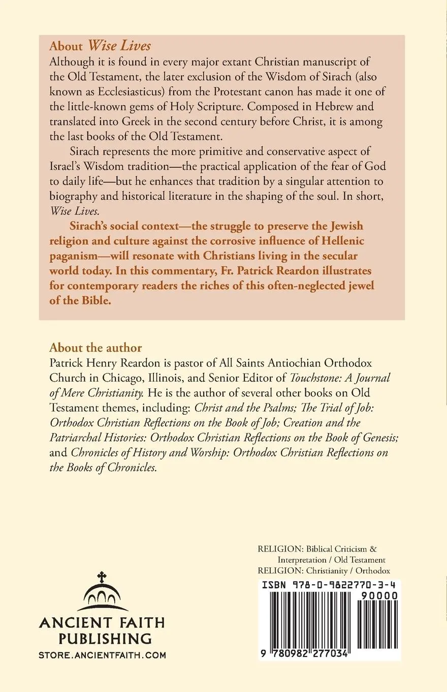 Rückseite: 9780982277034 | Wise Lives | Orthodox Christian Reflections on The Wisdom of Sirach