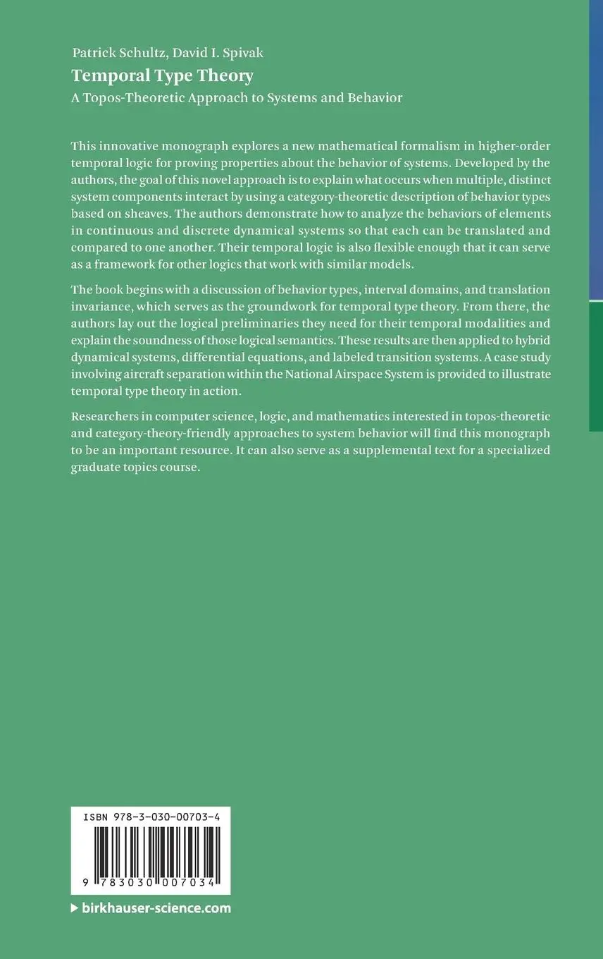 Rückseite: 9783030007034 | Temporal Type Theory | David I. Spivak (u. a.) | Buch | viii | 2019