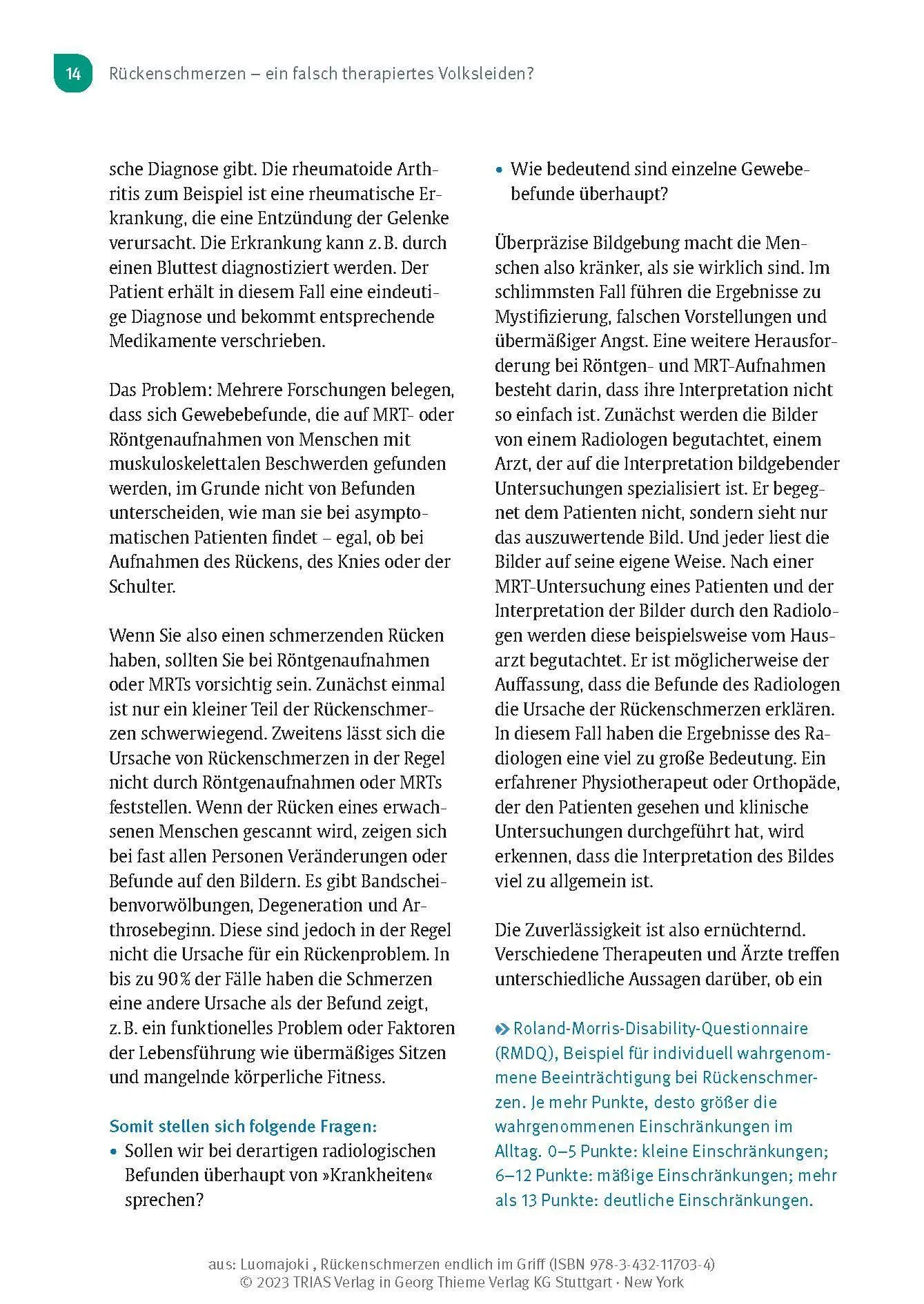 Bild: 9783432117034 | Rückenschmerzen endlich im Griff | Hannu Luomajoki | Taschenbuch