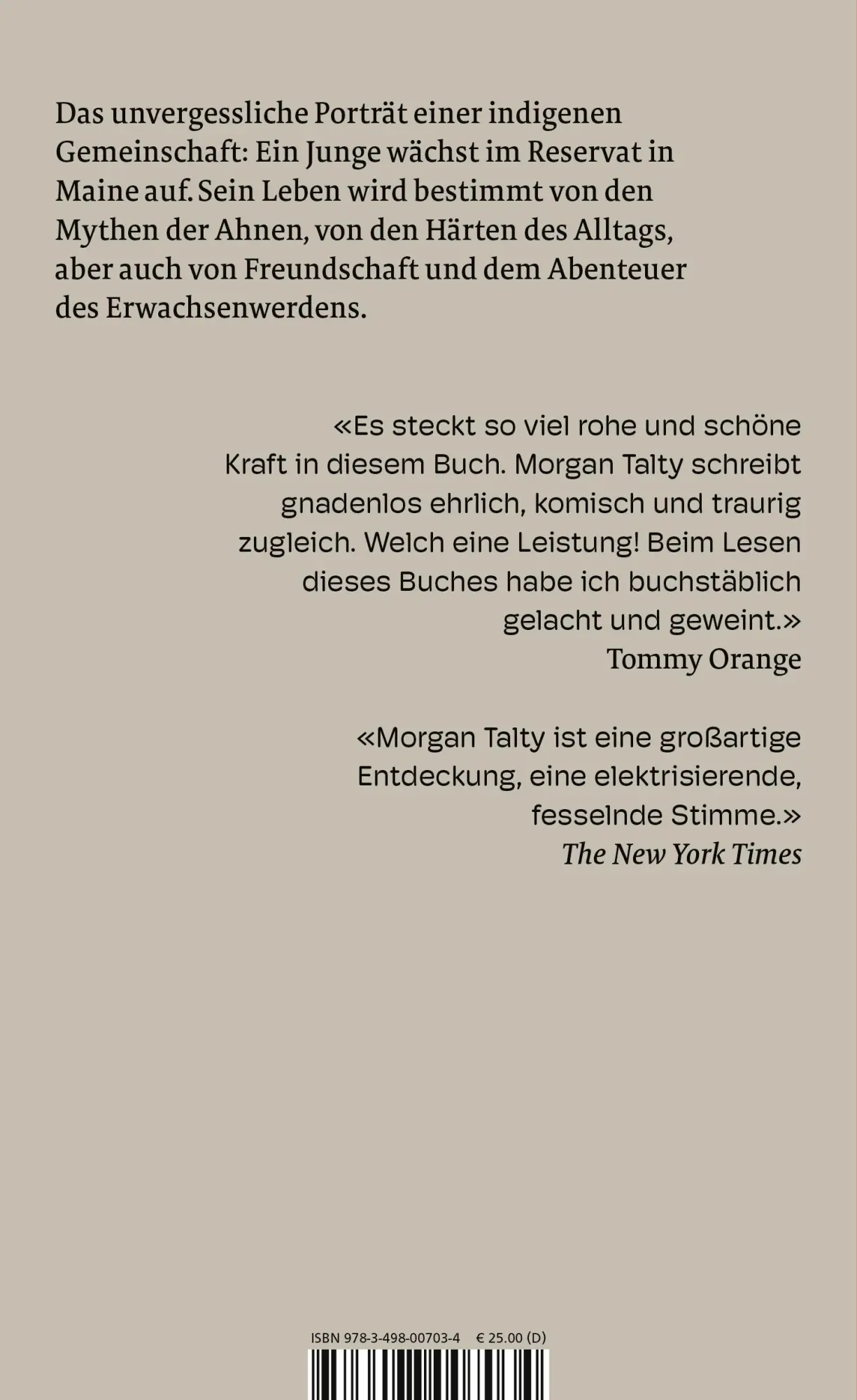 Rückseite: 9783498007034 | Sein Name ist Donner | Morgan Talty | Buch | 320 S. | Deutsch | 2025