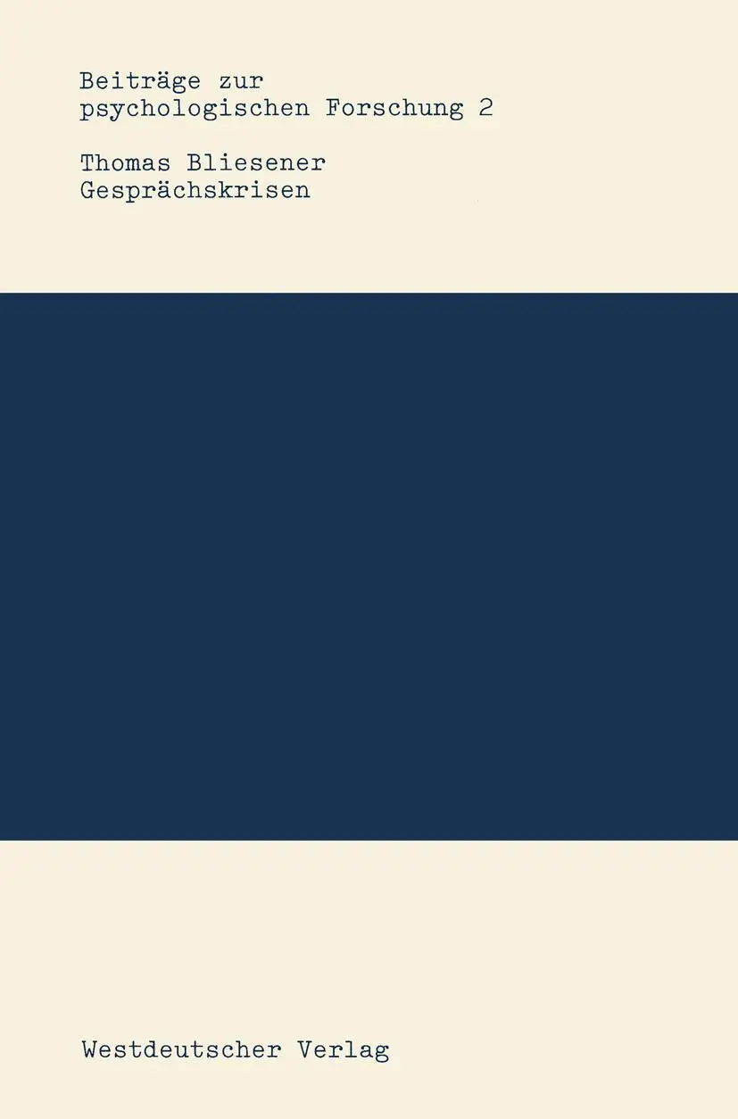 Cover: 9783531117034 | Gesprächskrisen | Thomas Bliesener | Taschenbuch | 298 S. | Deutsch