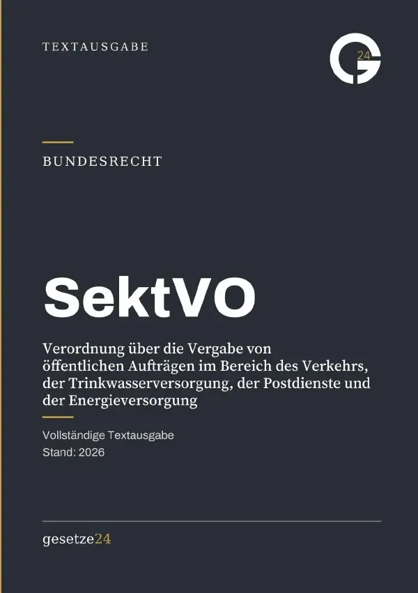 Cover: 9783565567034 | SektVO - Verordnung über die Vergabe von öffentlichen Aufträgen im...