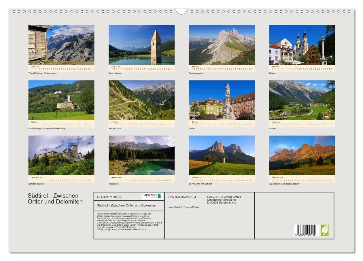 Bild: 9783457957134 | Südtirol - Zwischen Ortler und Dolomiten (Wandkalender 2026 DIN A2...