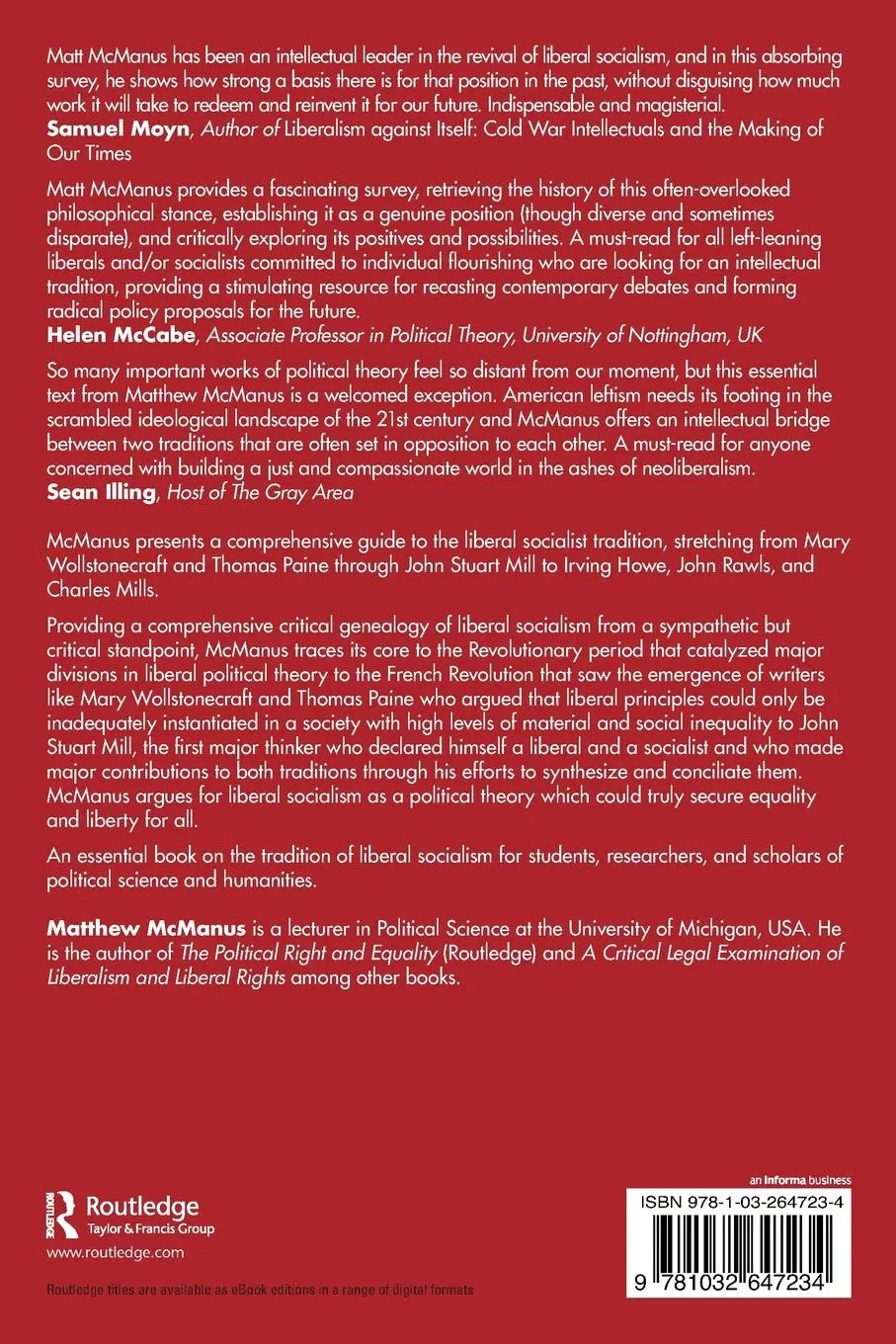 Rückseite: 9781032647234 | The Political Theory of Liberal Socialism | Matthew Mcmanus | Buch