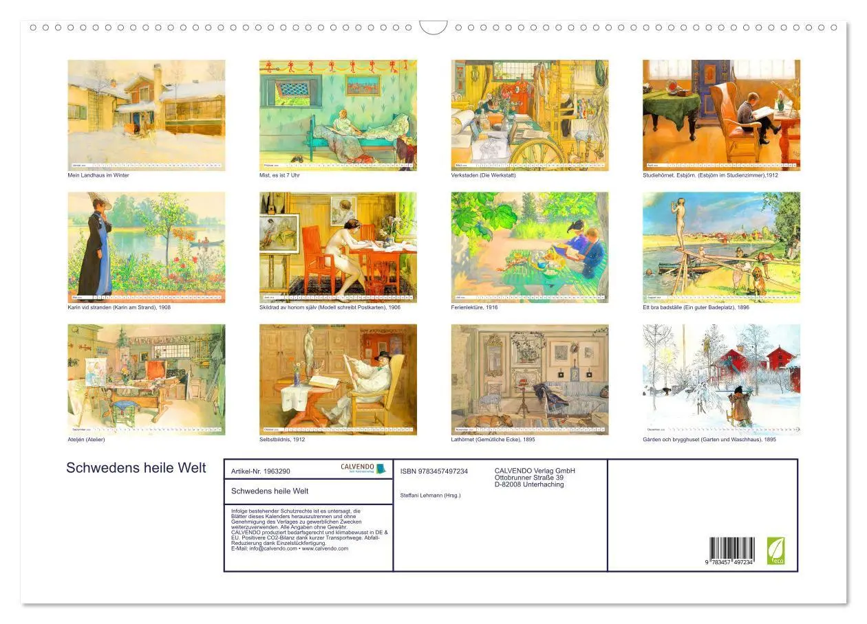 Bild: 9783457497234 | Schwedens heile Welt (Wandkalender 2026 DIN A2 quer), CALVENDO...