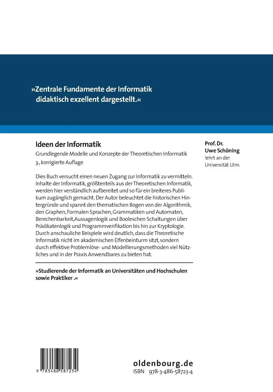 Rückseite: 9783486587234 | Ideen der Informatik | Uwe Schöning | Taschenbuch | X | Deutsch | 2008