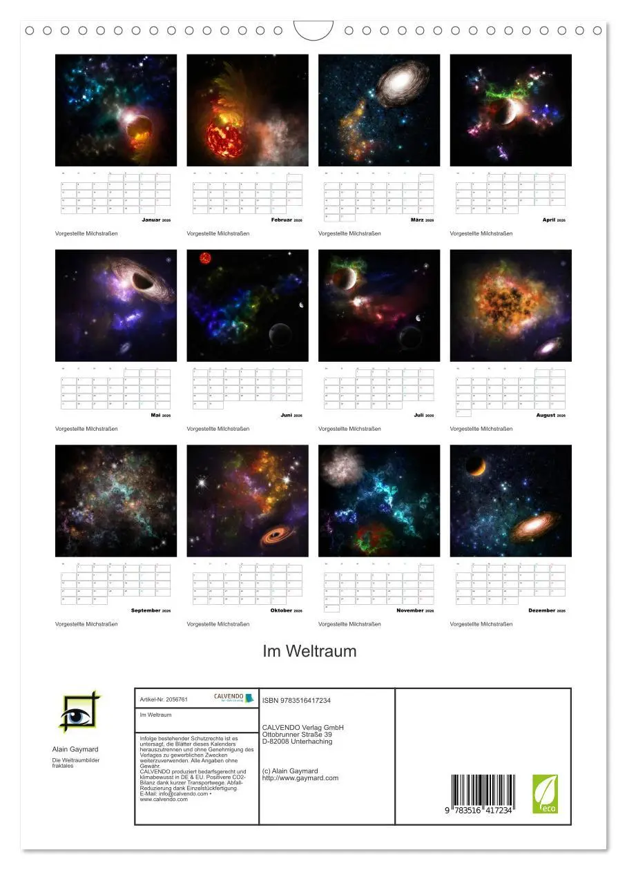 Bild: 9783516417234 | Im Weltraum (Wandkalender 2026 DIN A3 hoch), CALVENDO Monatskalender