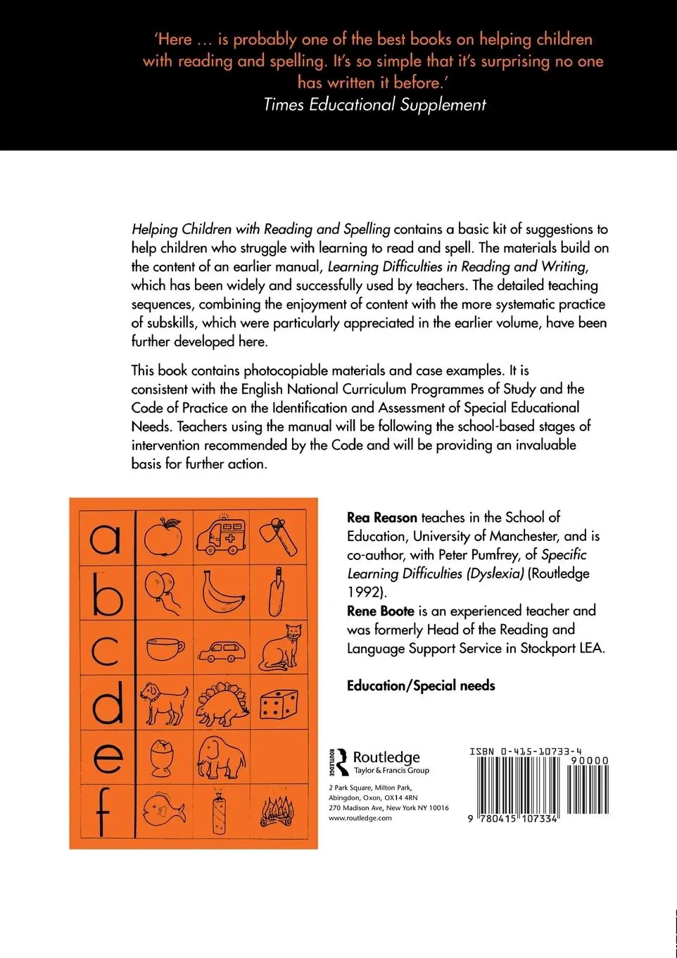 Rückseite: 9780415107334 | Helping Children with Reading and Spelling | A Special Needs Manual