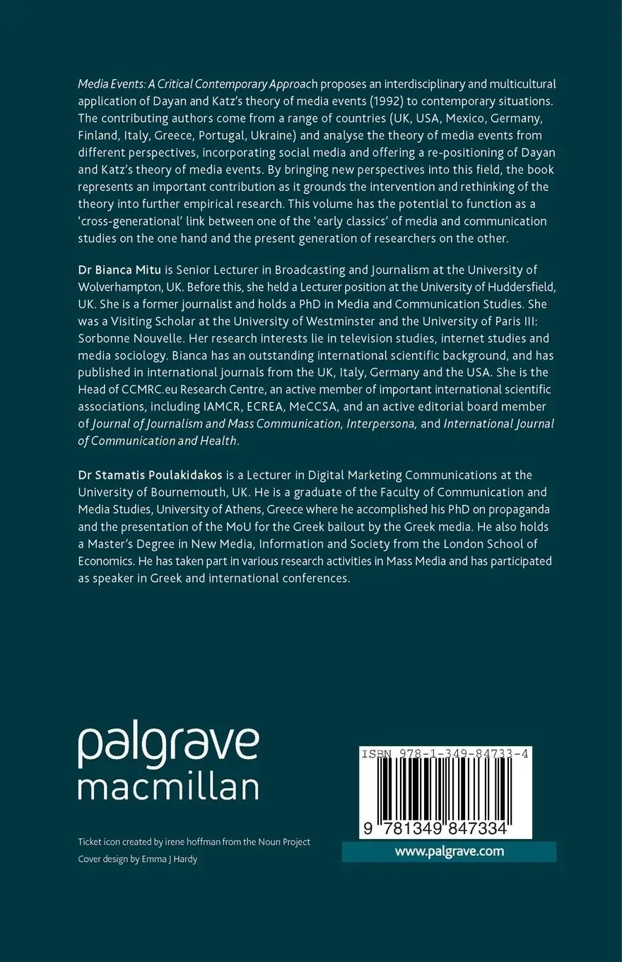 Rückseite: 9781349847334 | Media Events | A Critical Contemporary Approach | Poulakidakos (u. a.)