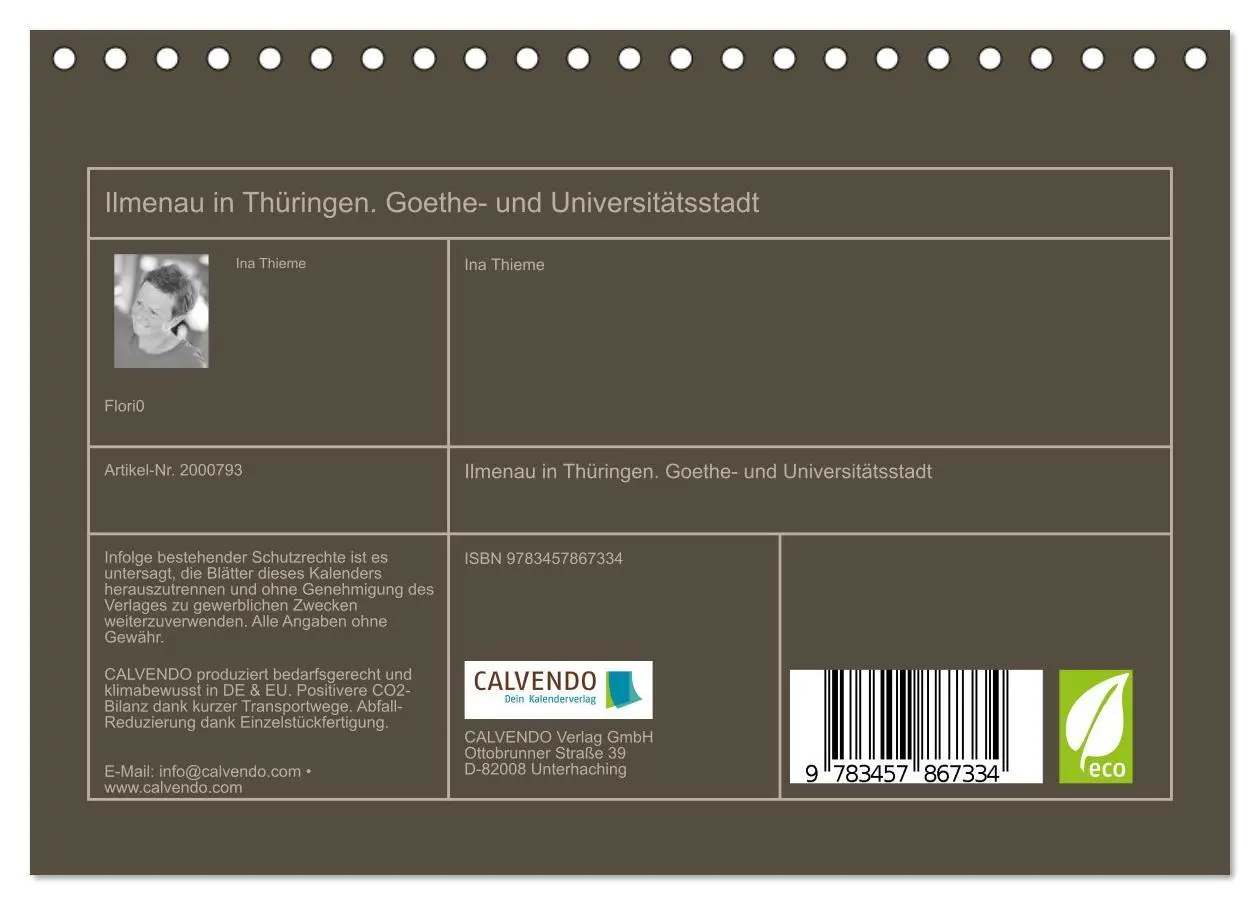 Bild: 9783457867334 | Ilmenau in Thüringen. Goethe- und Universitätsstadt (Tischkalender...