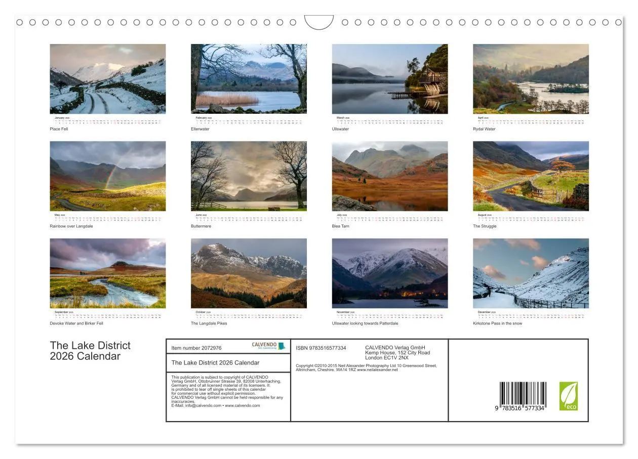 Bild: 9783516577334 | The Lake District 2026 Calendar (Wall Calendar 2026 DIN A3...