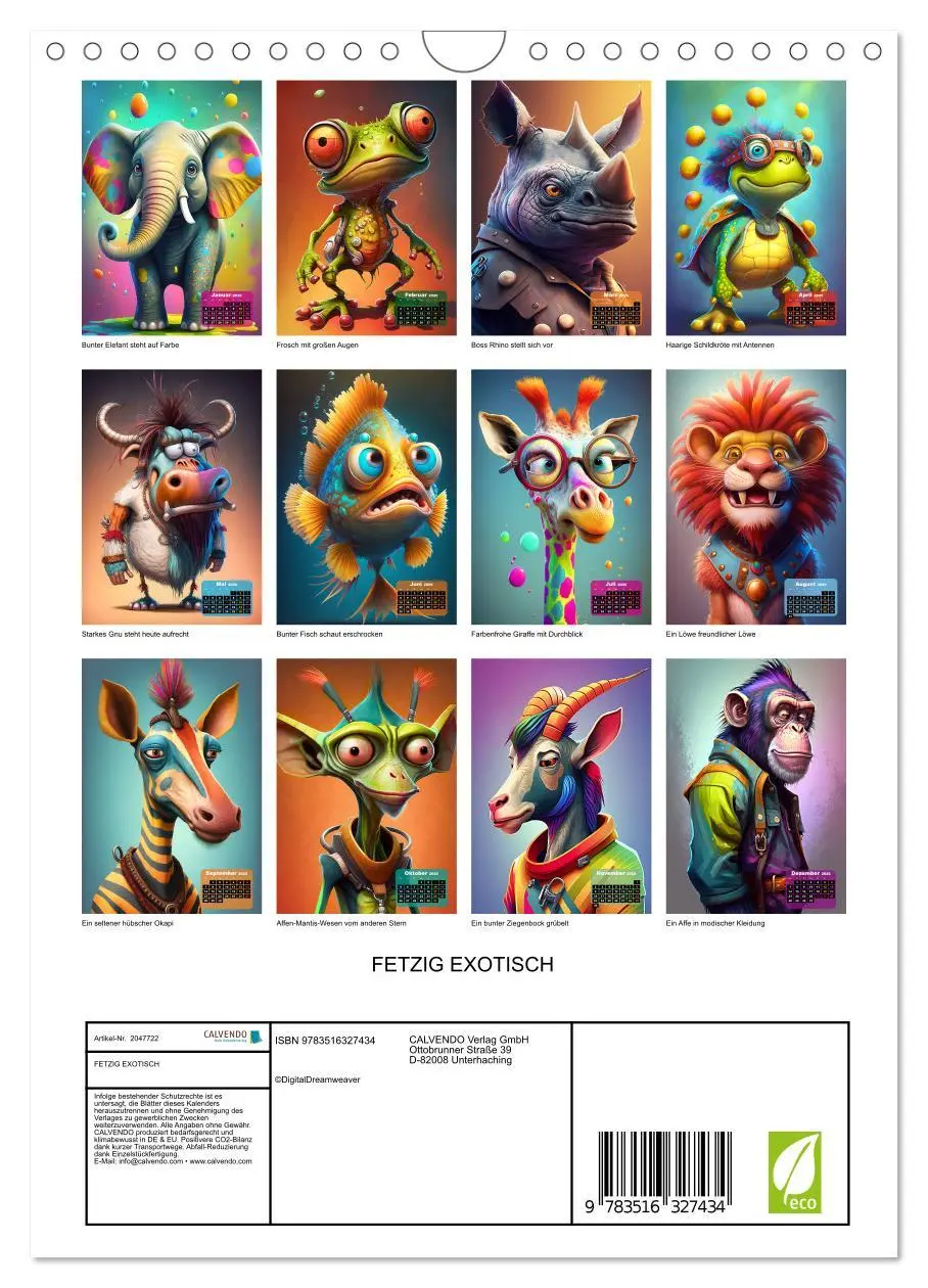 Bild: 9783516327434 | FETZIG EXOTISCH (Wandkalender 2026 DIN A4 hoch), CALVENDO...