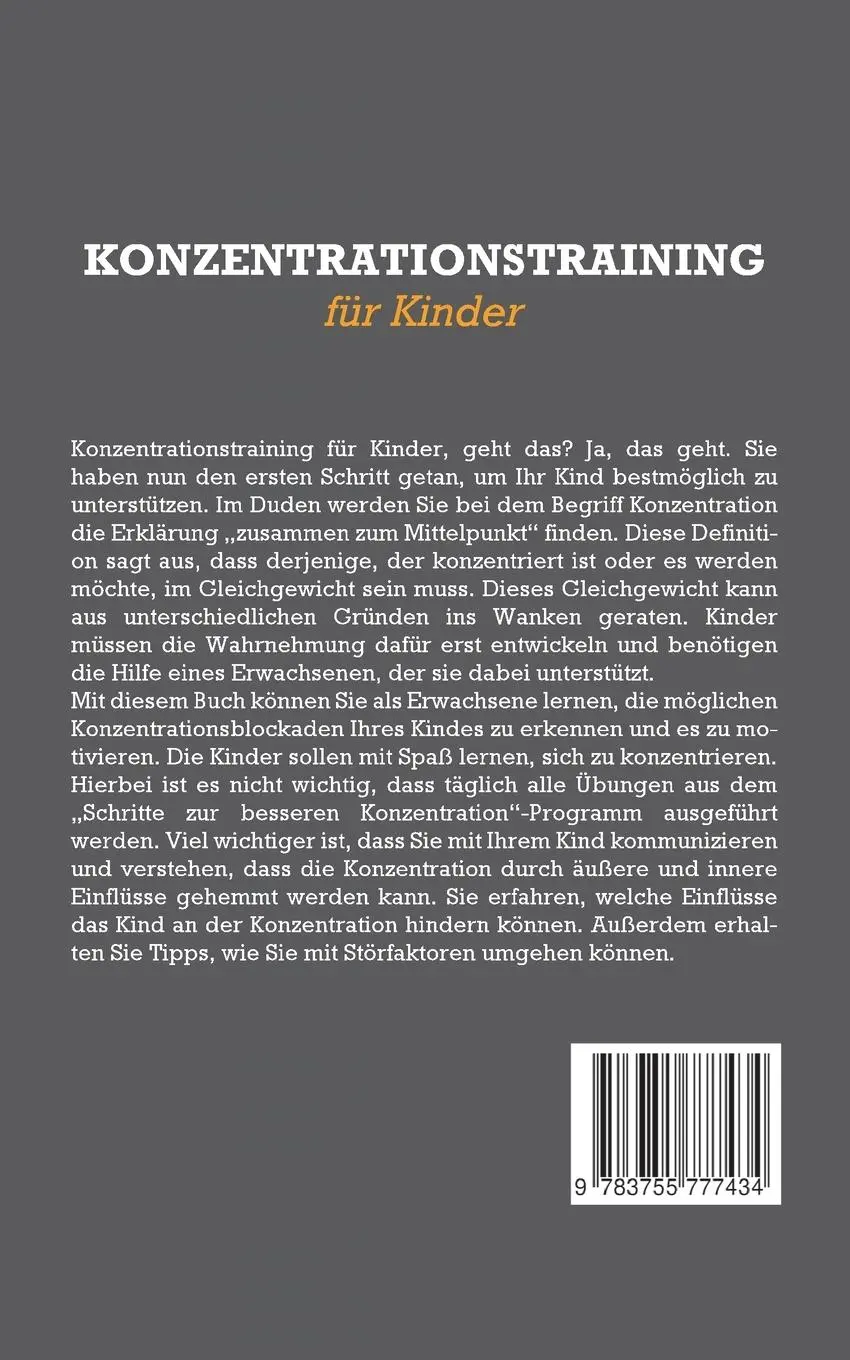Rückseite: 9783755777434 | Konzentrationstraining für Kinder | Christina Neumann | Taschenbuch