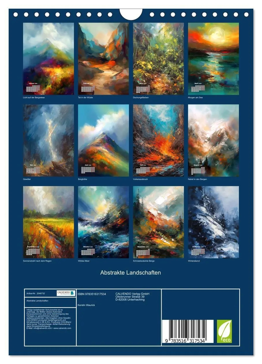 Bild: 9783516317534 | Abstrakte Landschaften (Wandkalender 2026 DIN A4 hoch), CALVENDO...