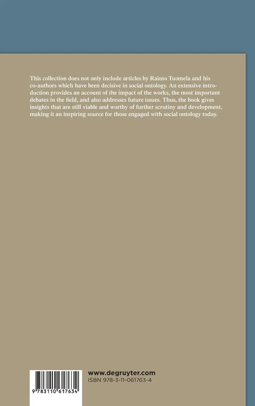 Rückseite: 9783110617634 | Social Ontology in the Making | Raimo Tuomela (u. a.) | Buch | VI