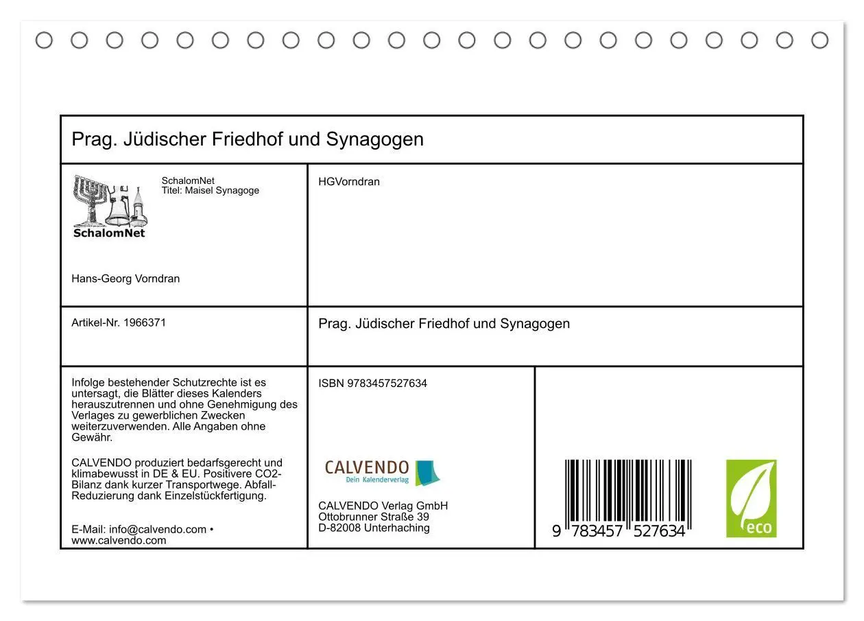 Bild: 9783457527634 | Prag. Jüdischer Friedhof und Synagogen (Tischkalender 2026 DIN A5...