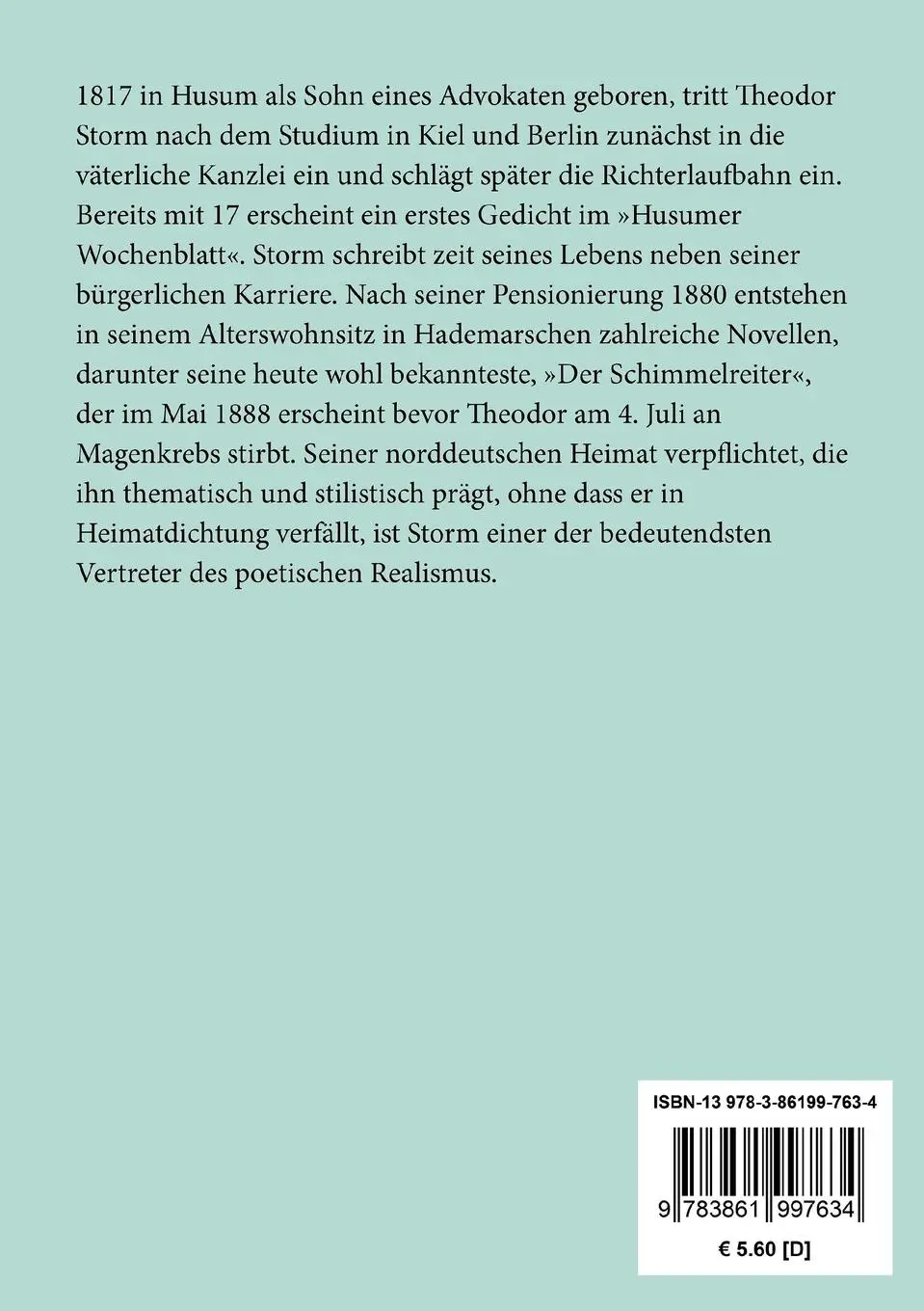 Rückseite: 9783861997634 | Eine Halligfahrt / In St. Jürgen / Draußen im Heidedorf | Storm | Buch