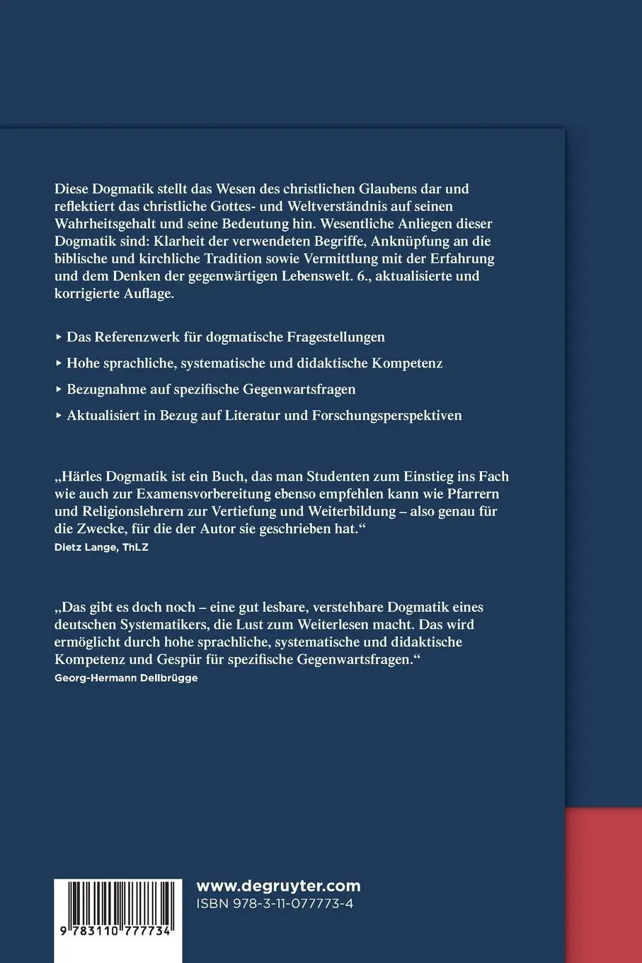 Rückseite: 9783110777734 | Dogmatik | Wilfried Härle | Taschenbuch | De Gruyter Studium | XLII