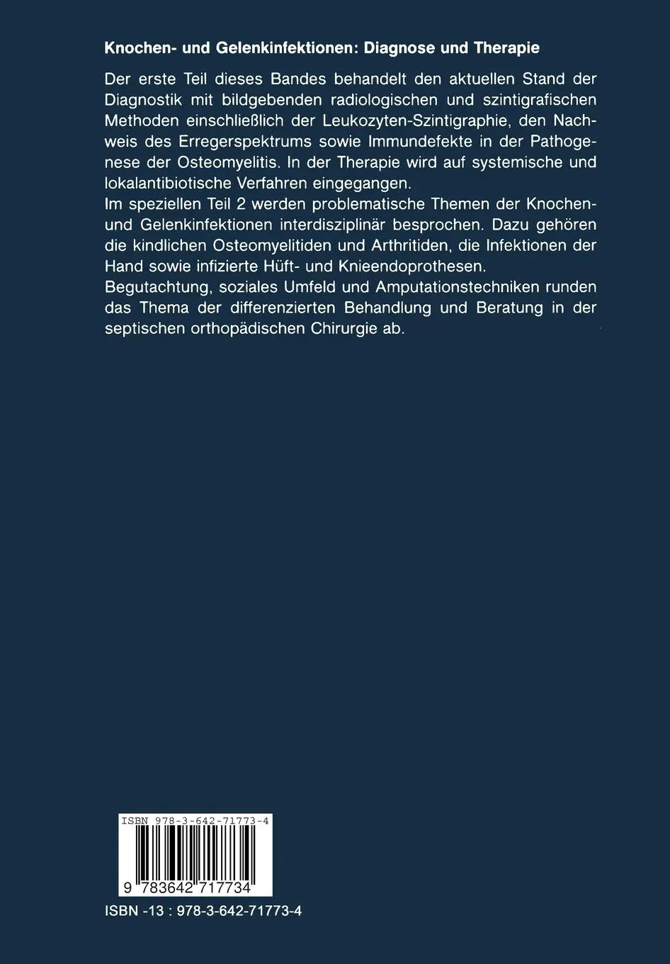 Rückseite: 9783642717734 | Knochen- und Gelenkinfektionen | Horst Cotta (u. a.) | Taschenbuch