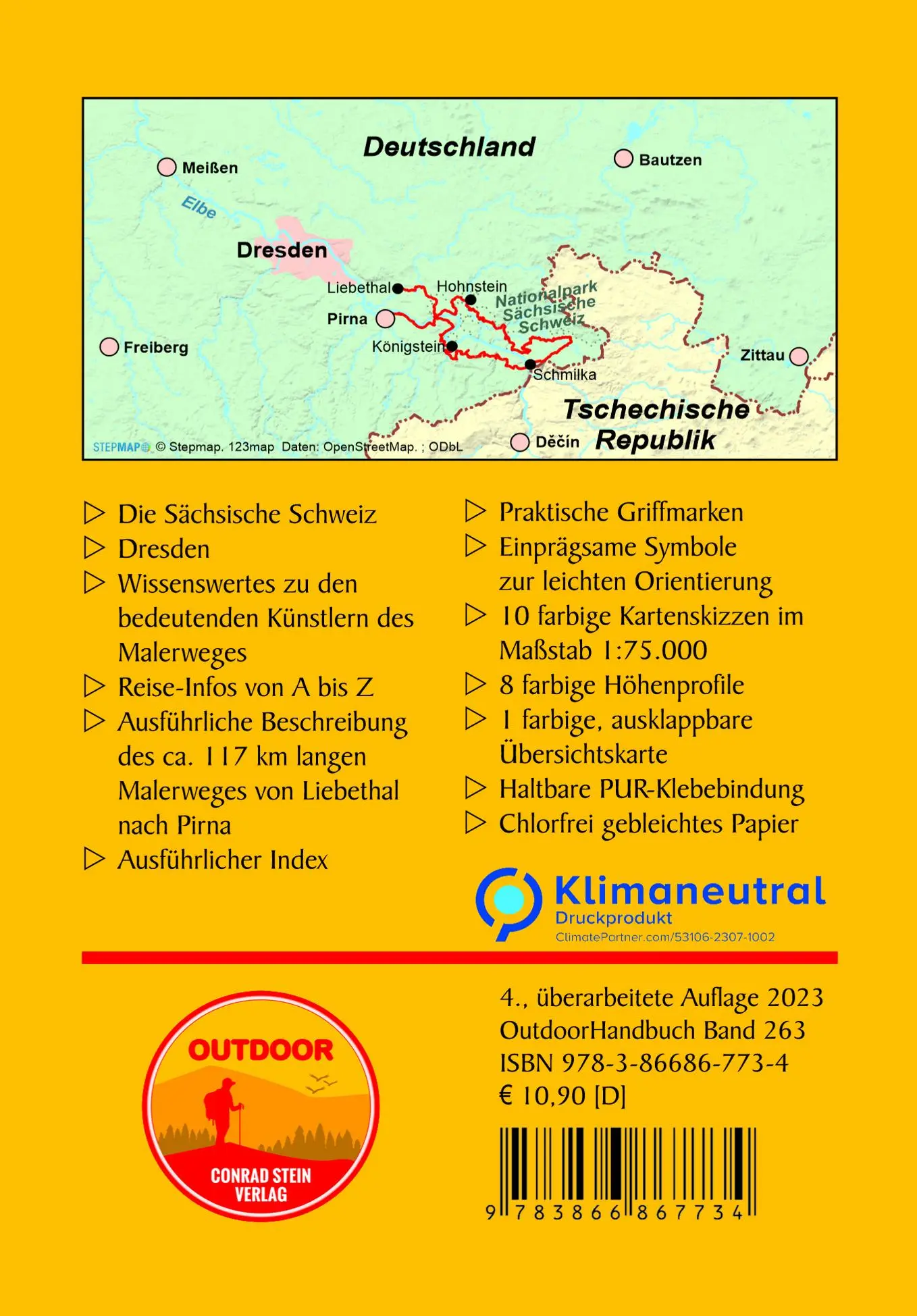 Rückseite: 9783866867734 | Malerweg | Thorsten Hoyer | Taschenbuch | Outdoor Wanderführer | 96 S.