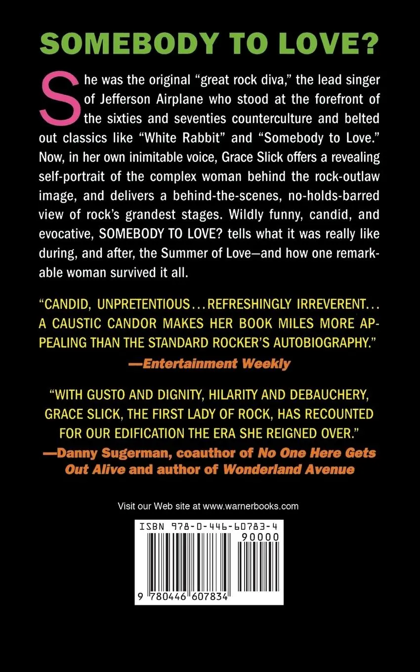 Rückseite: 9780446607834 | Somebody to Love? | A Rock-And-Roll Memoir | Grace Slick | Taschenbuch
