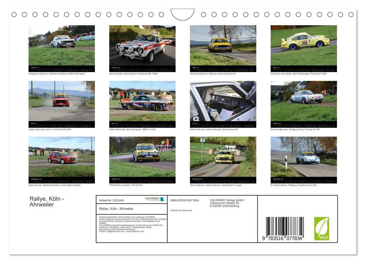 Bild: 9783516077834 | Rallye, Köln - Ahrweiler (Wandkalender 2026 DIN A4 quer), CALVENDO...