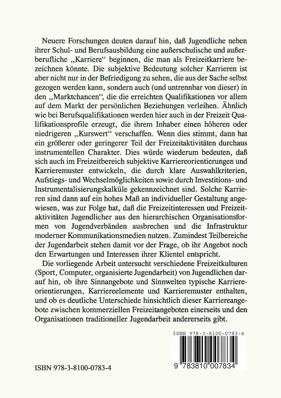 Rückseite: 9783810007834 | Sinnwelt Freizeit | Jugendliche zwischen Märkten und Verbänden | Buch