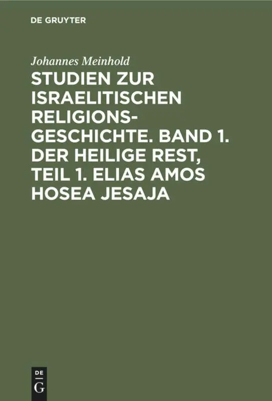 Cover: 9783111297934 | Studien zur israelitischen Religionsgeschichte. Band 1. Der heilige...