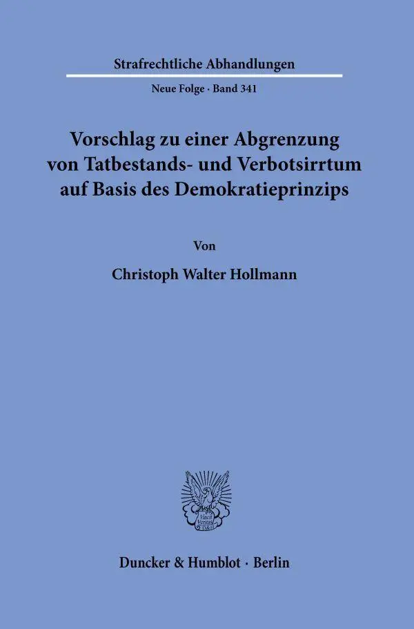 Cover: 9783428197934 | Vorschlag zu einer Abgrenzung von Tatbestands- und Verbotsirrtum...