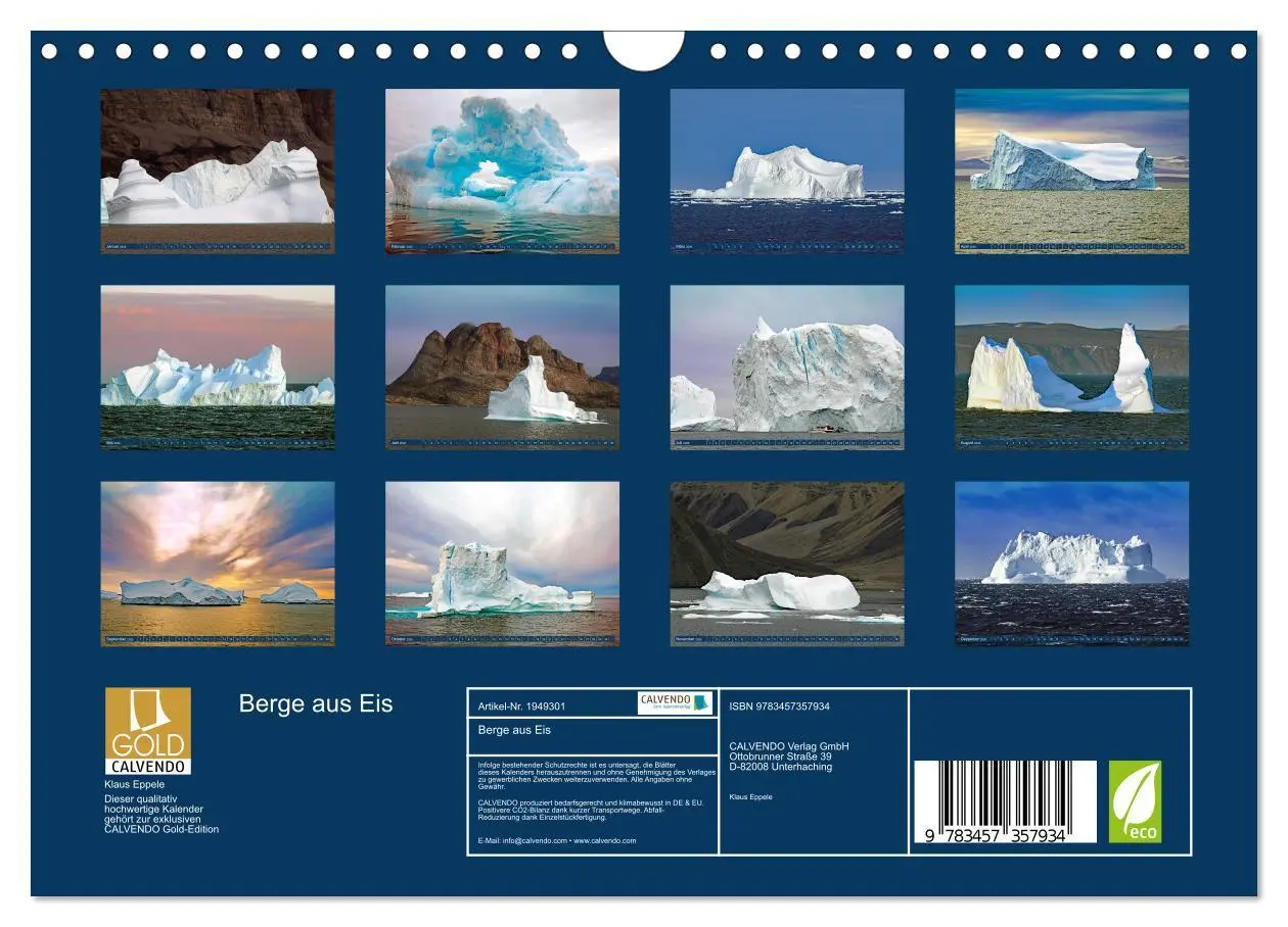 Bild: 9783457357934 | Berge aus Eis (Wandkalender 2026 DIN A4 quer), CALVENDO Monatskalender