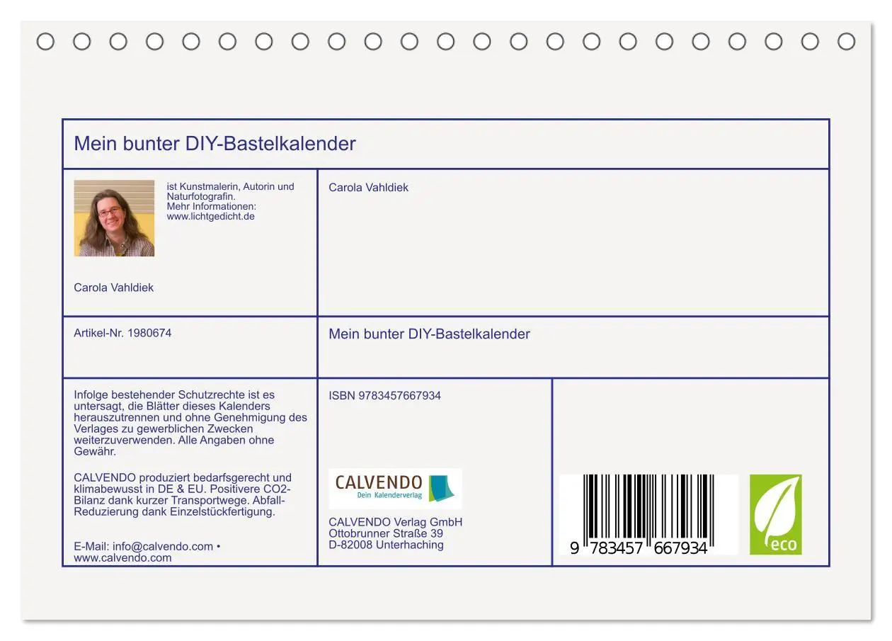 Bild: 9783457667934 | Mein bunter DIY-Bastelkalender (Tischkalender 2026 DIN A5 quer),...