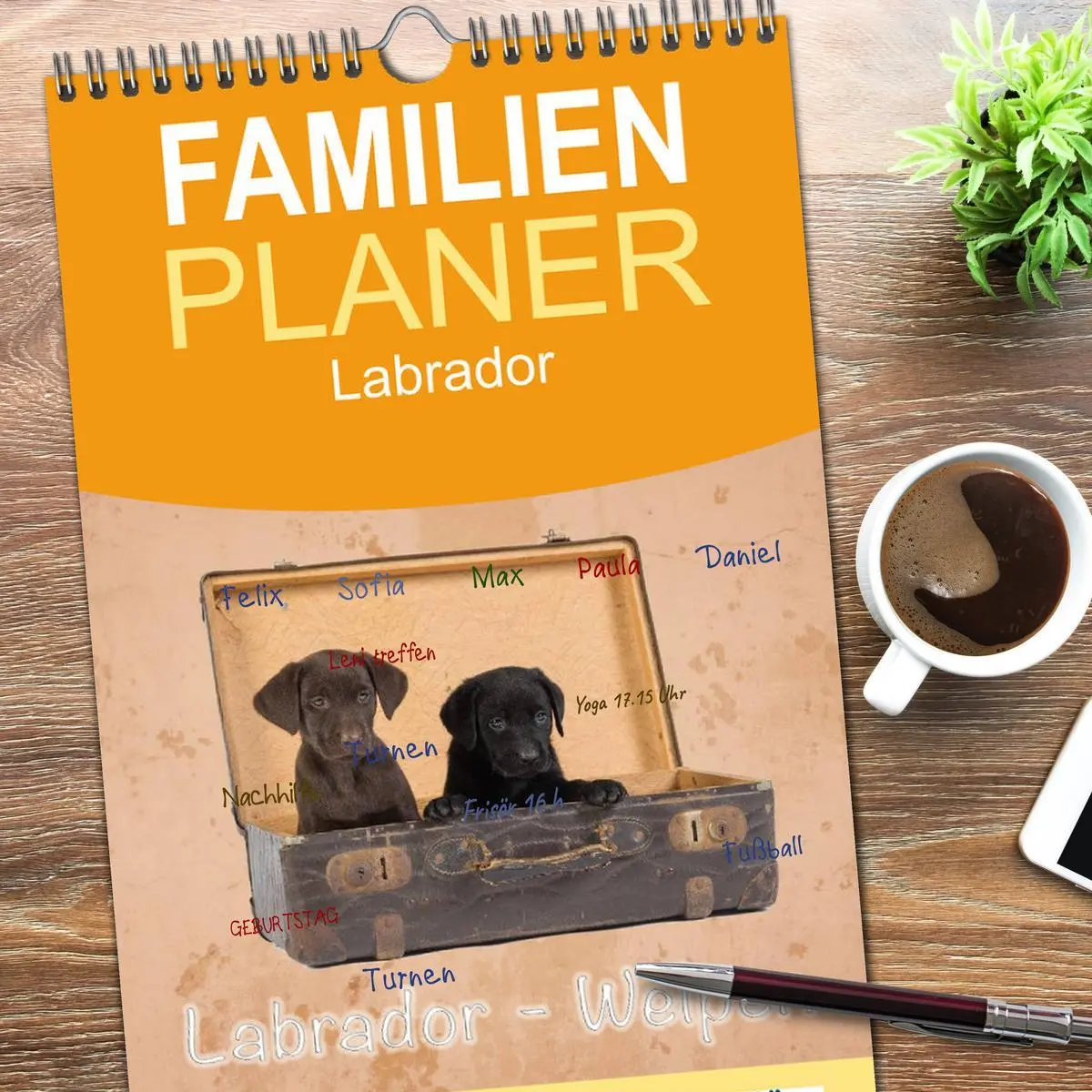 Bild: 9783516517934 | Familienplaner 2026 - Labrador - Welpen mit 5 Spalten...